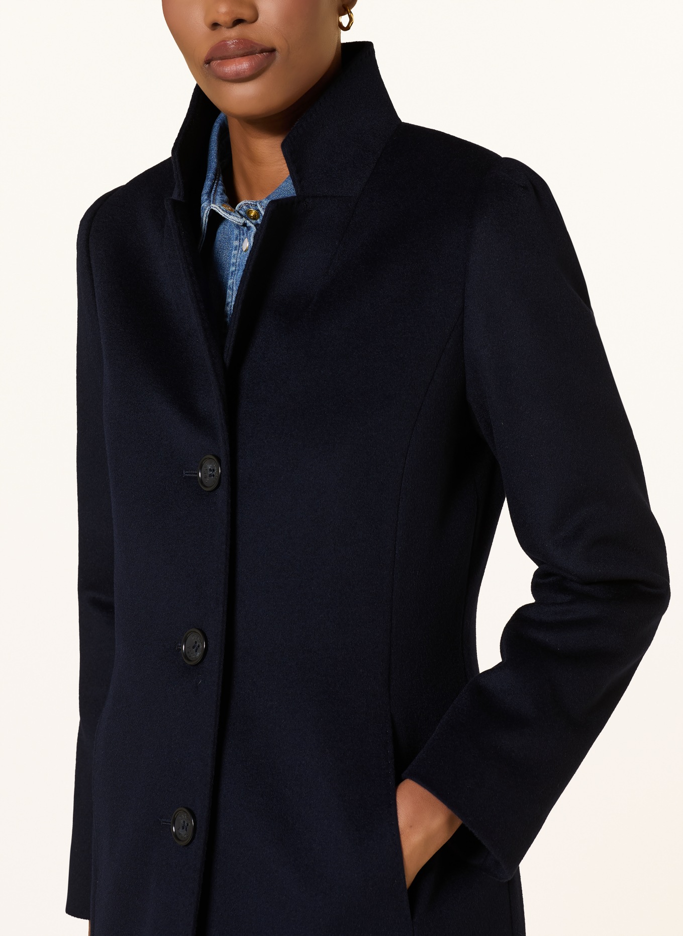 CINZIA ROCCA Wool coat with removable trim: DARK BLUE