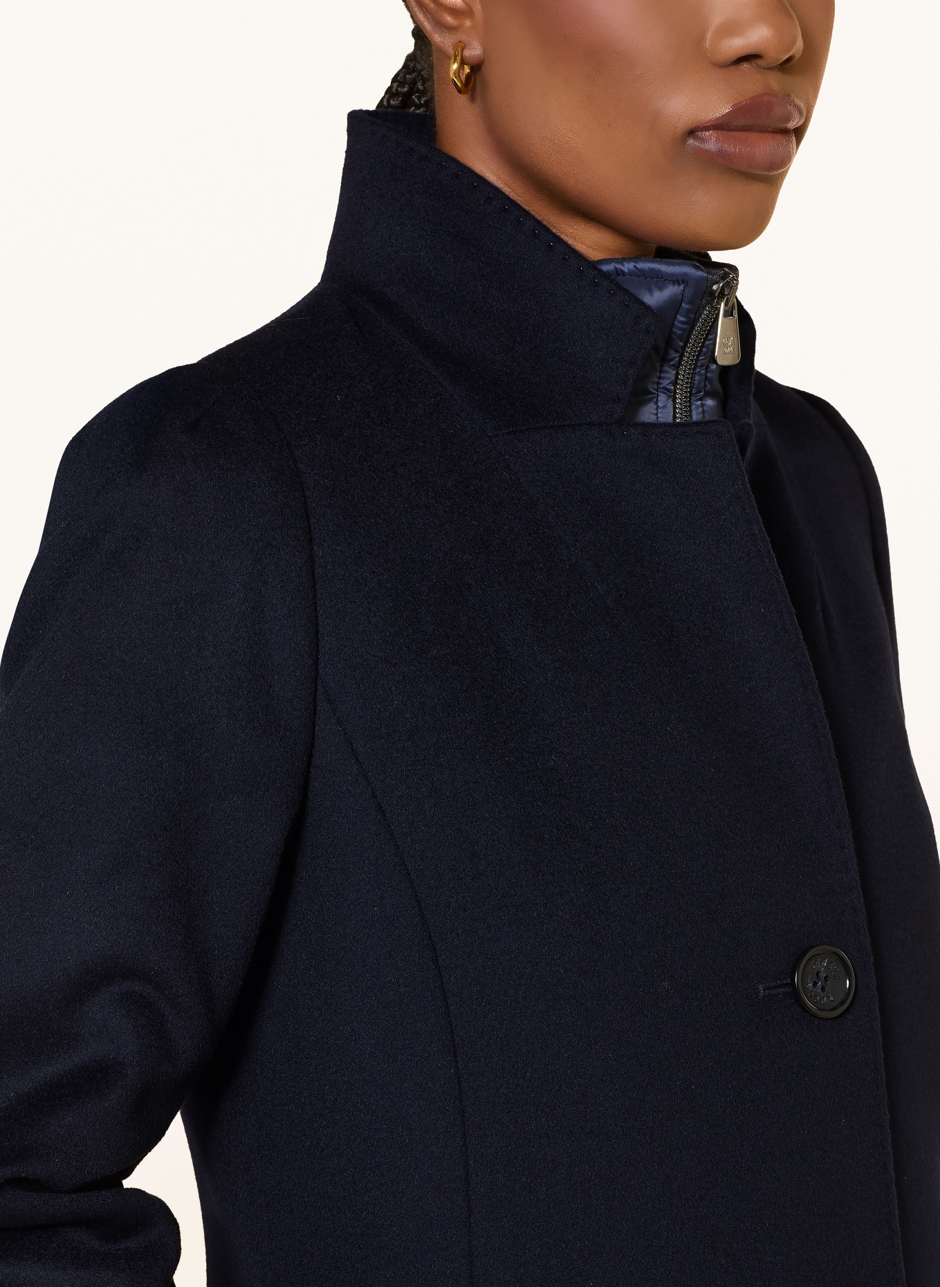 CINZIA ROCCA Wool coat with removable trim: DARK BLUE