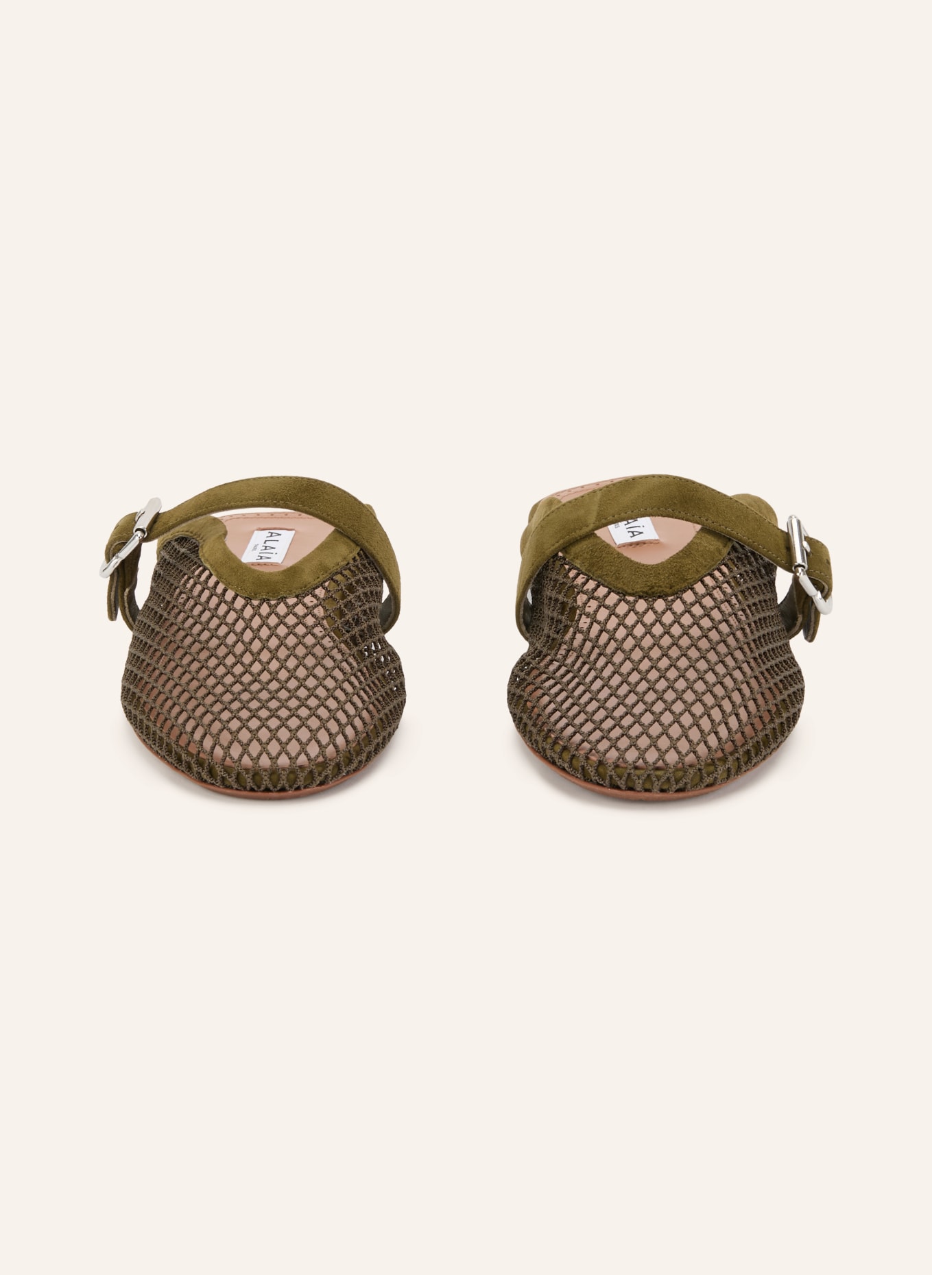ALAÏA Muiltjes: KAKI / ZILVER / OLIJF