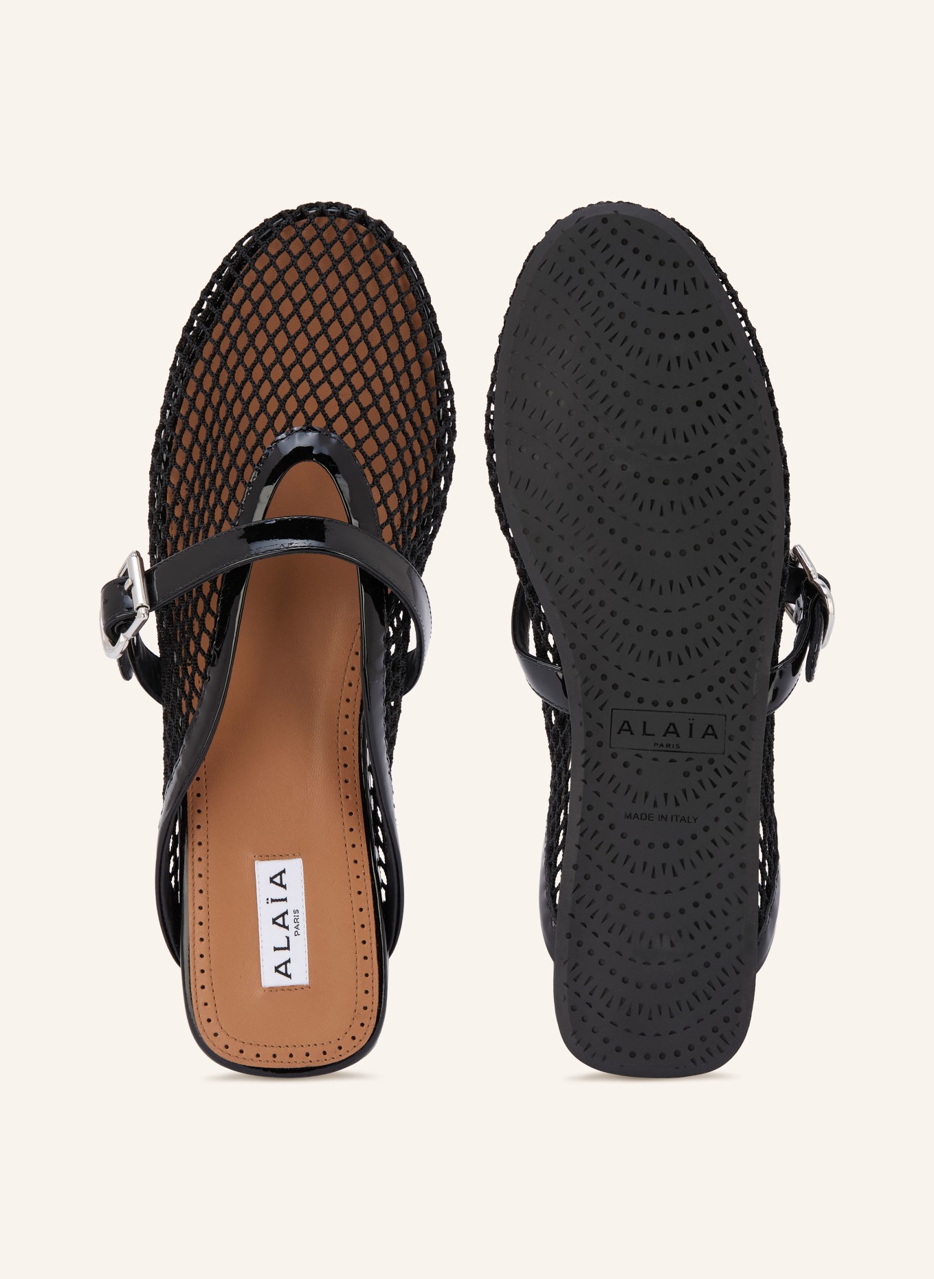ALAÏA Mules: SCHWARZ / SILBER