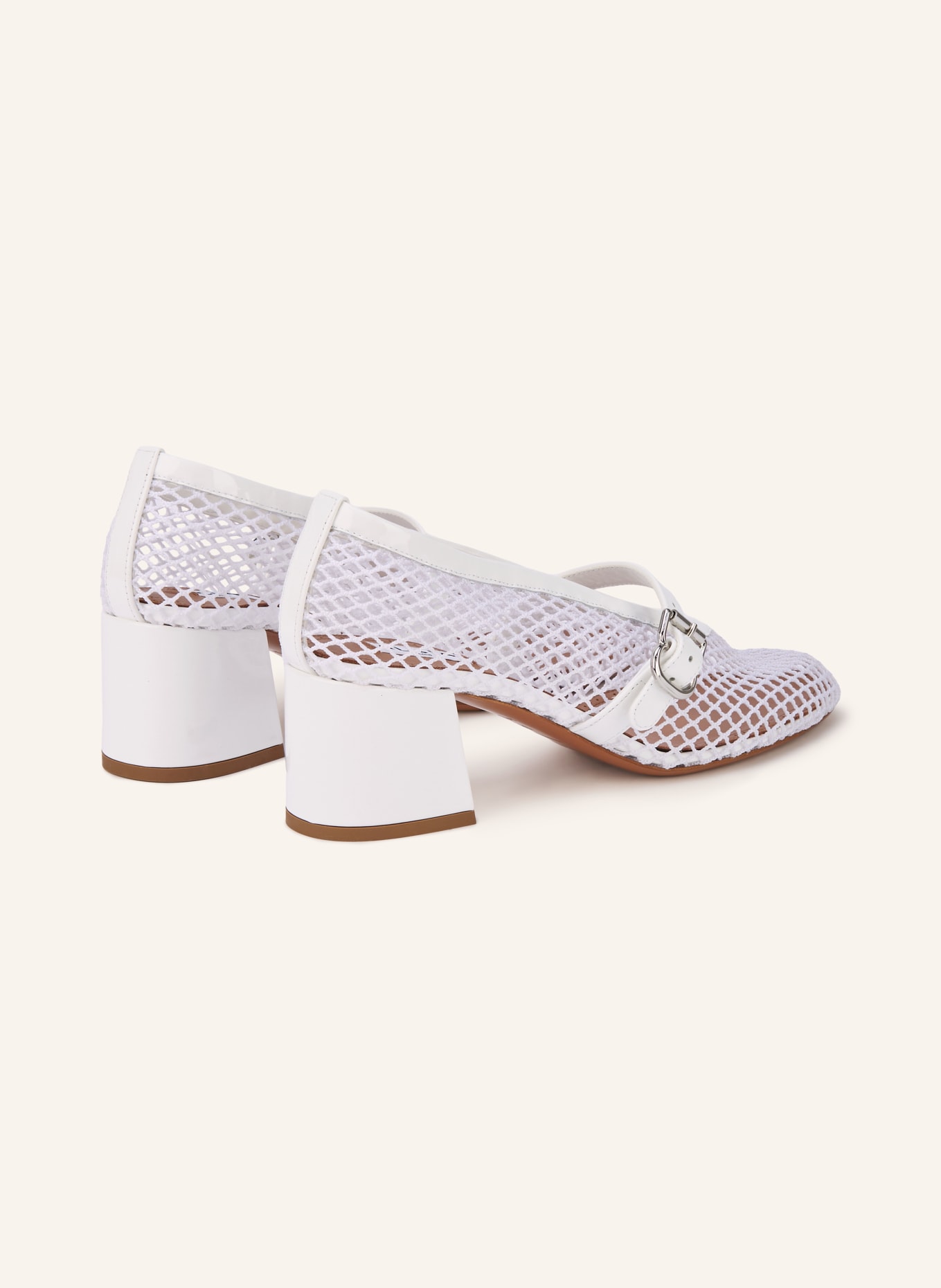 ALAÏA Escarpins Mary Jane: BLANC / ARGENT