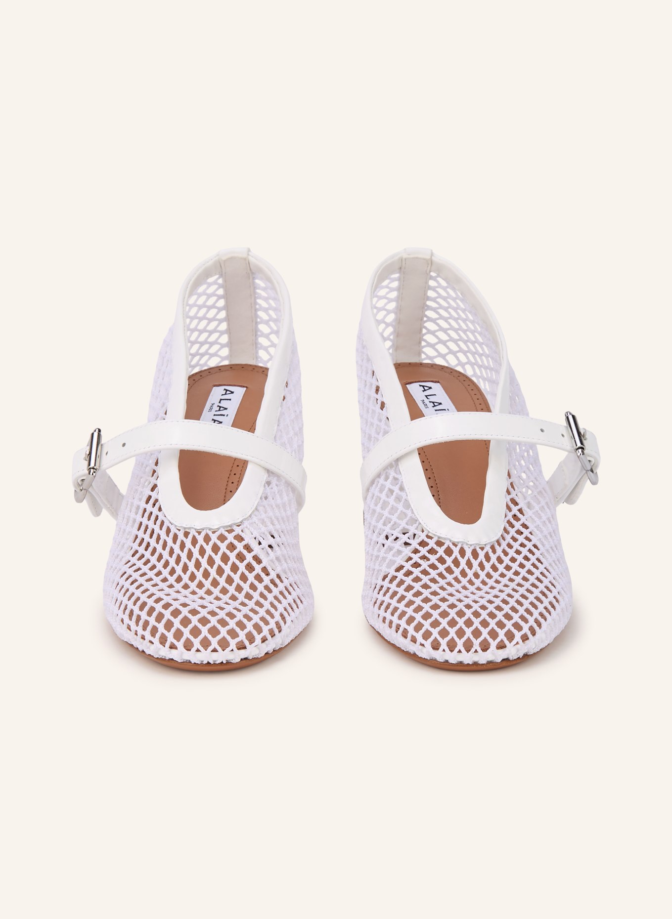 ALAÏA Escarpins Mary Jane: BLANC / ARGENT