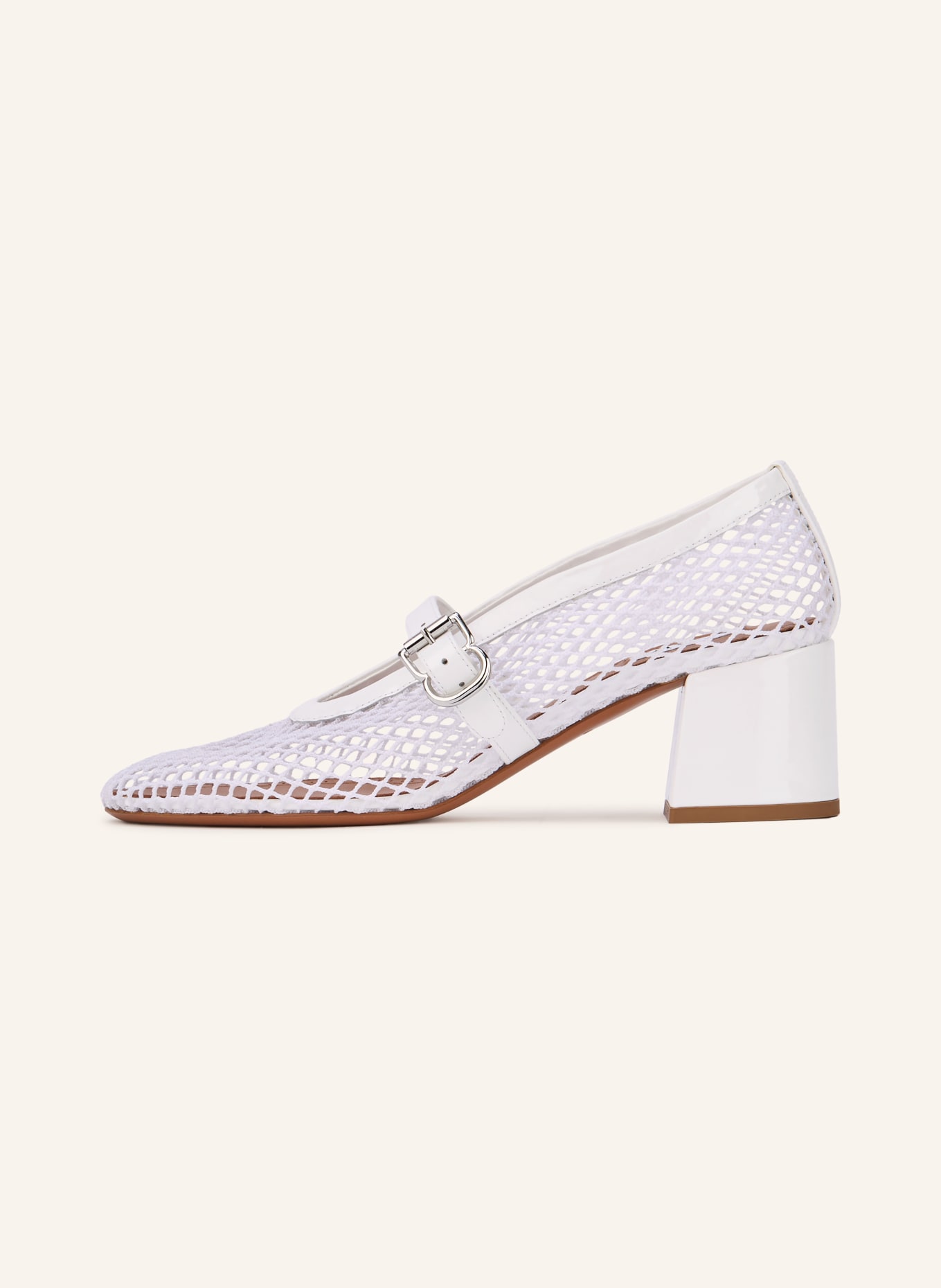 ALAÏA Escarpins Mary Jane: BLANC / ARGENT