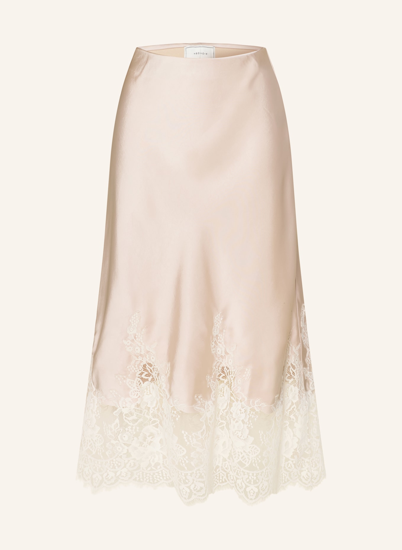 NEO NOIR YELINA Satin Skirt with Lace: CREAM