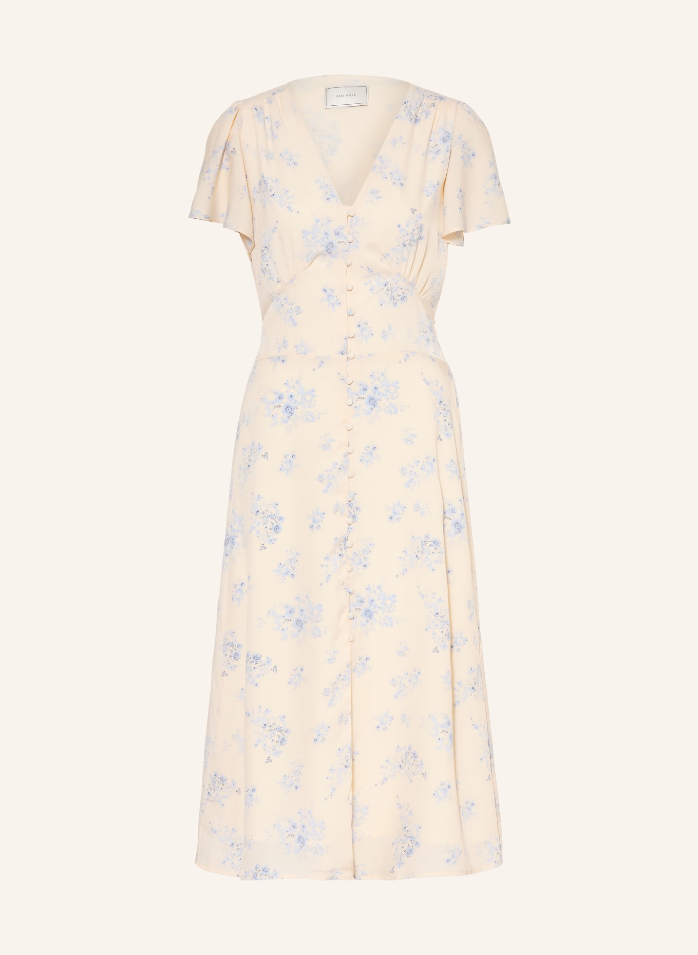 NEO NOIR ELENI Dress with Flounces: ECRU / LIGHT BLUE / DARK BLUE