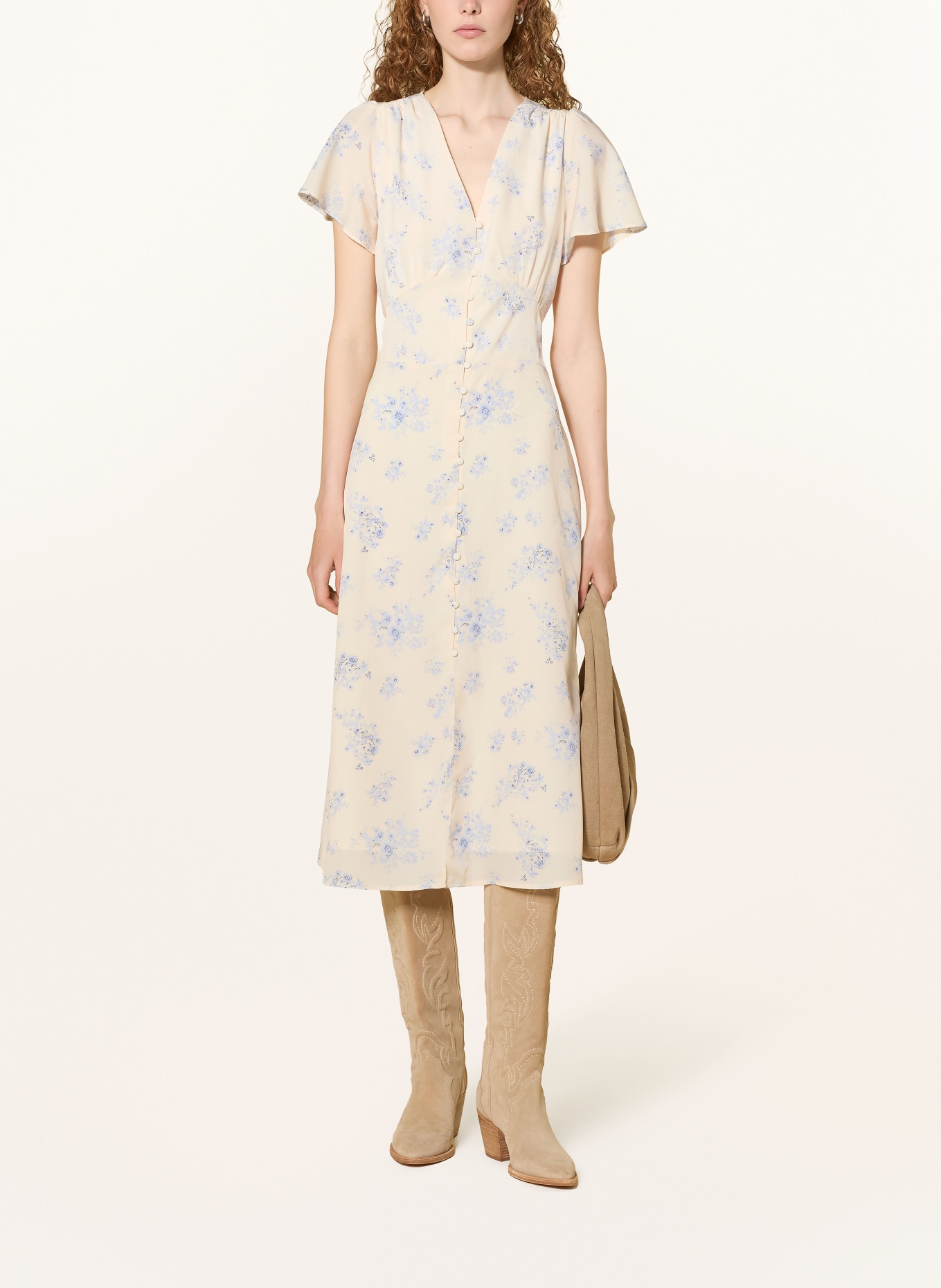 NEO NOIR ELENI Dress with Flounces: ECRU / LIGHT BLUE / DARK BLUE