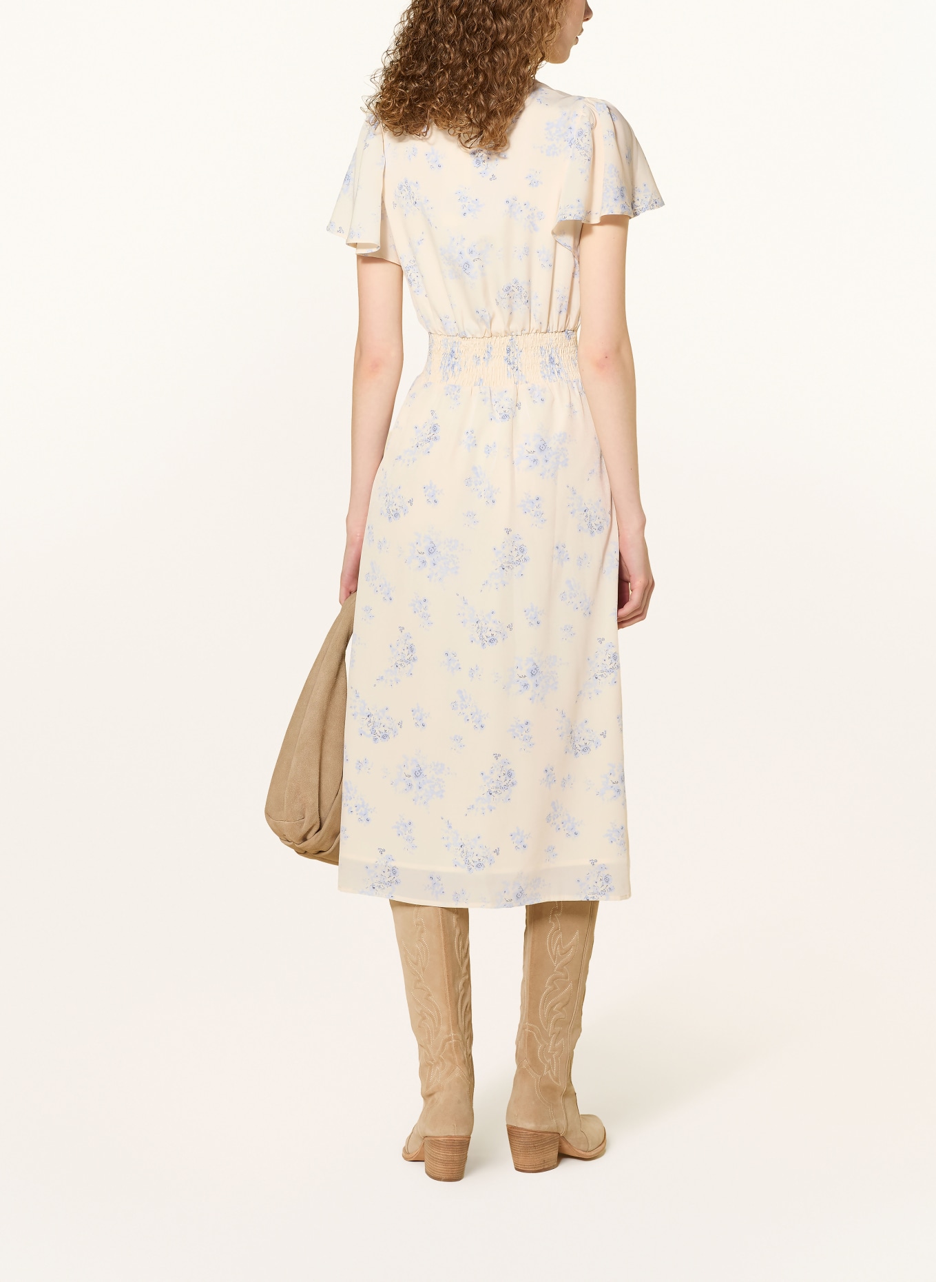 NEO NOIR ELENI Dress with Flounces: ECRU / LIGHT BLUE / DARK BLUE
