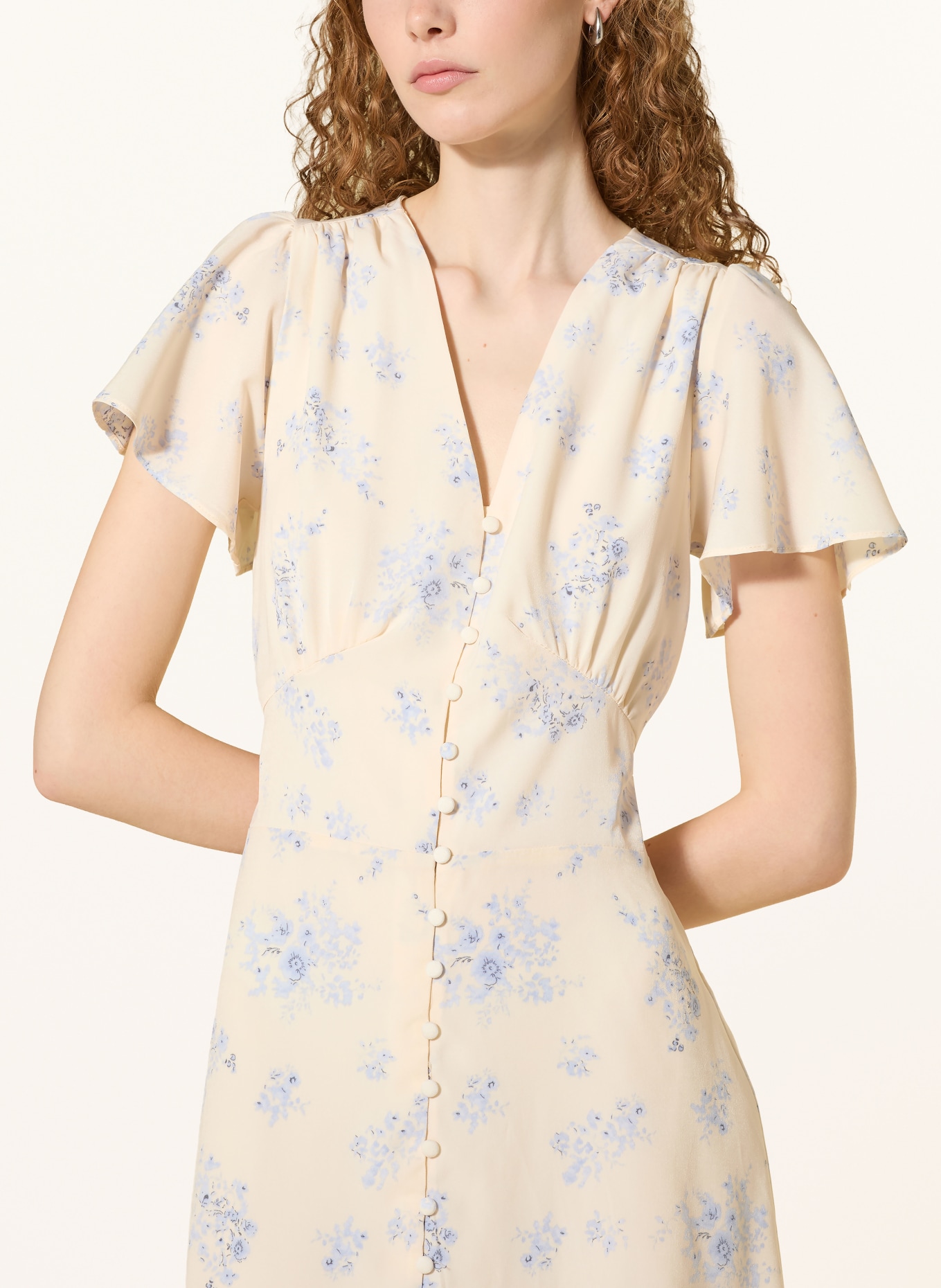 NEO NOIR ELENI Dress with Flounces: ECRU / LIGHT BLUE / DARK BLUE