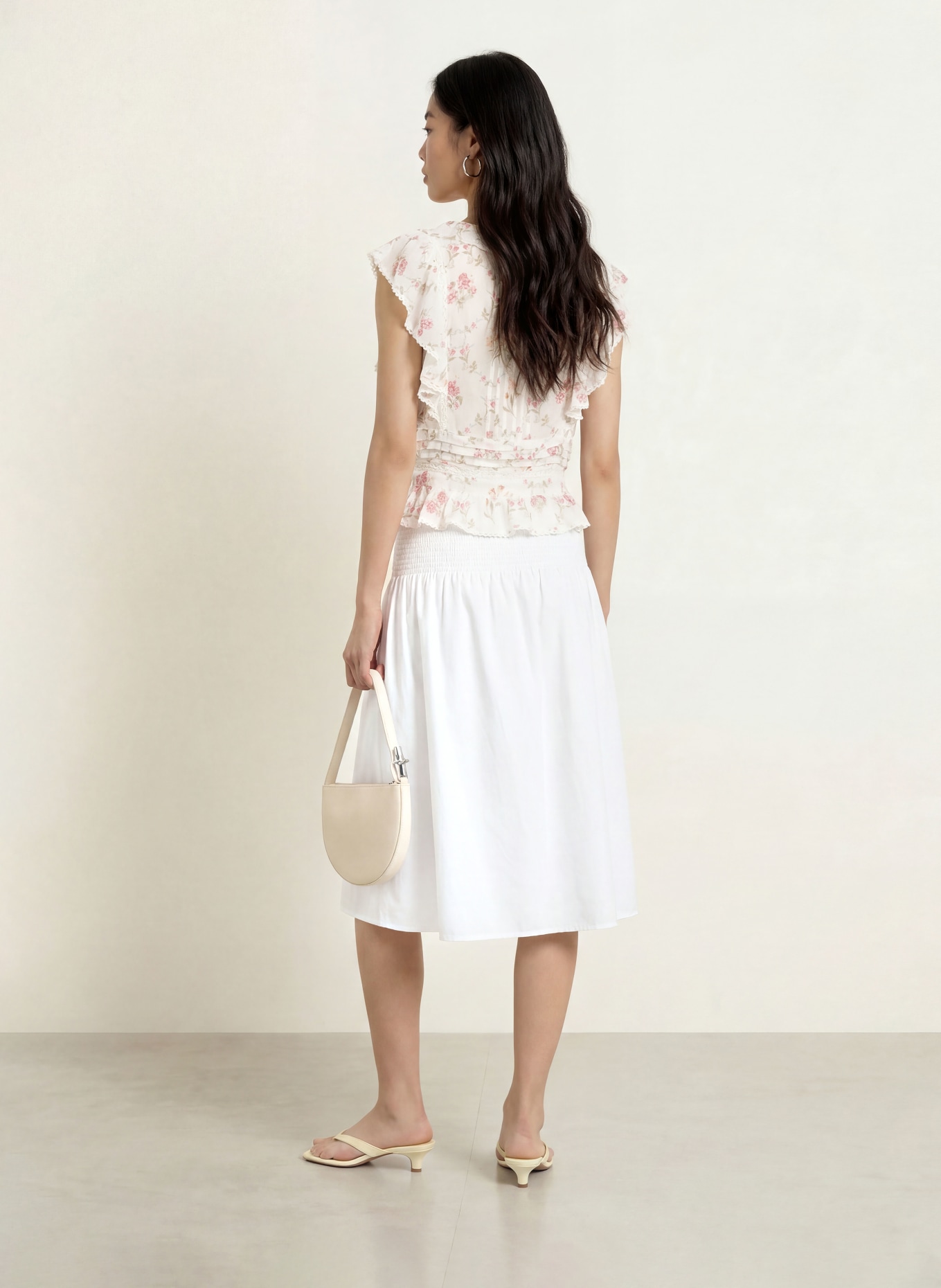 NEO NOIR NETALI-blouseshirt met volants en kant: WIT / ROZE / GROEN