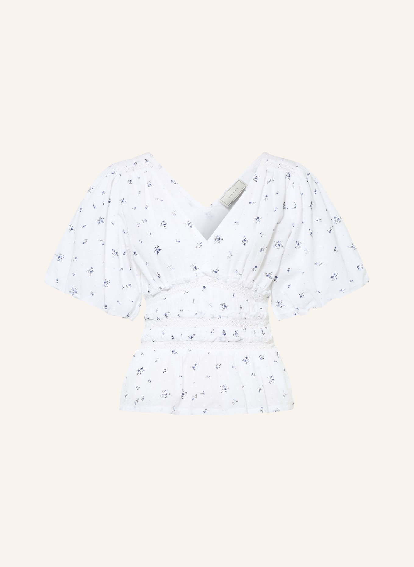 NEO NOIR Blusenshirt SAPURA: WEISS / BLAU
