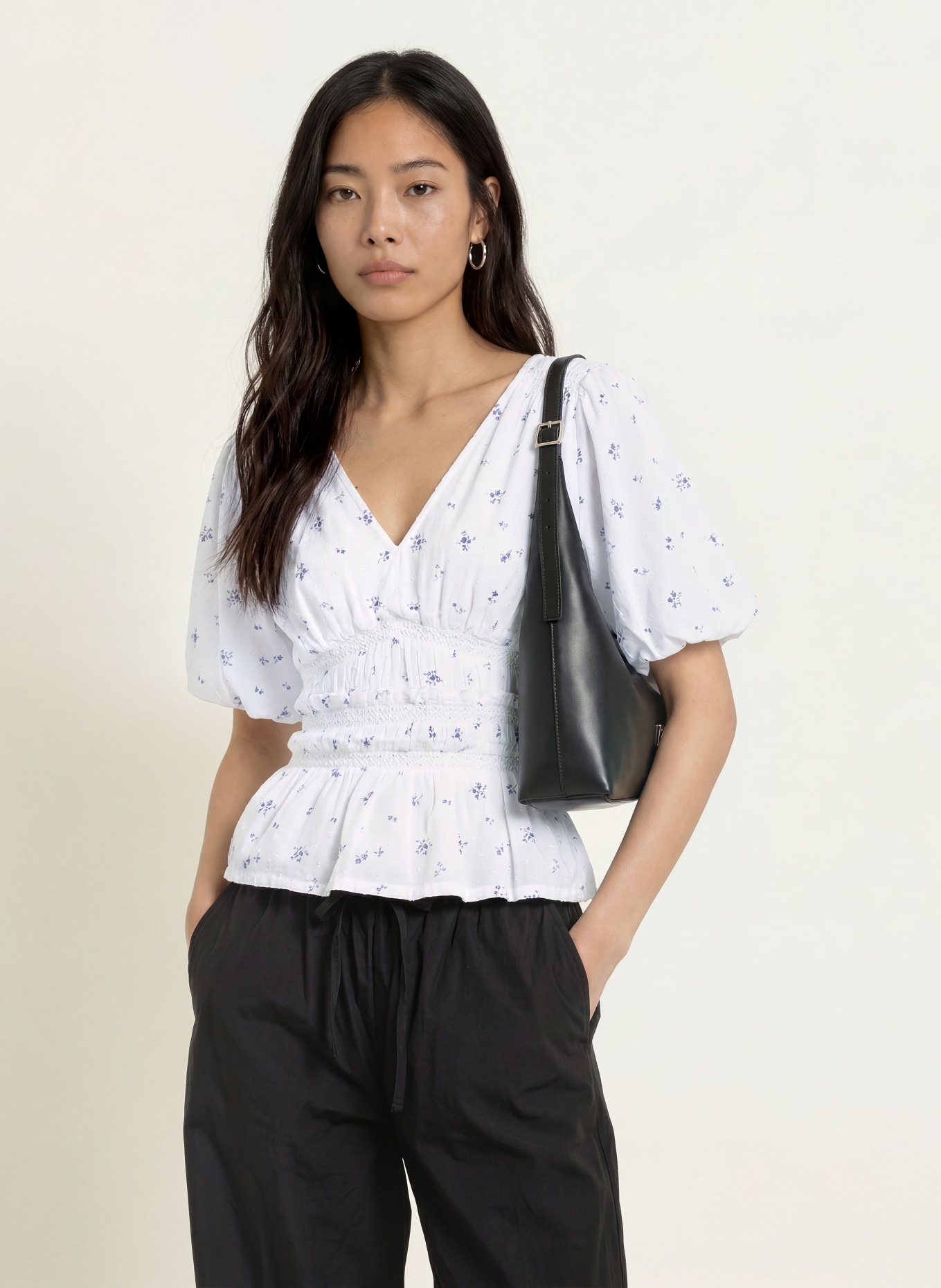 NEO NOIR Blusenshirt SAPURA: WEISS / BLAU