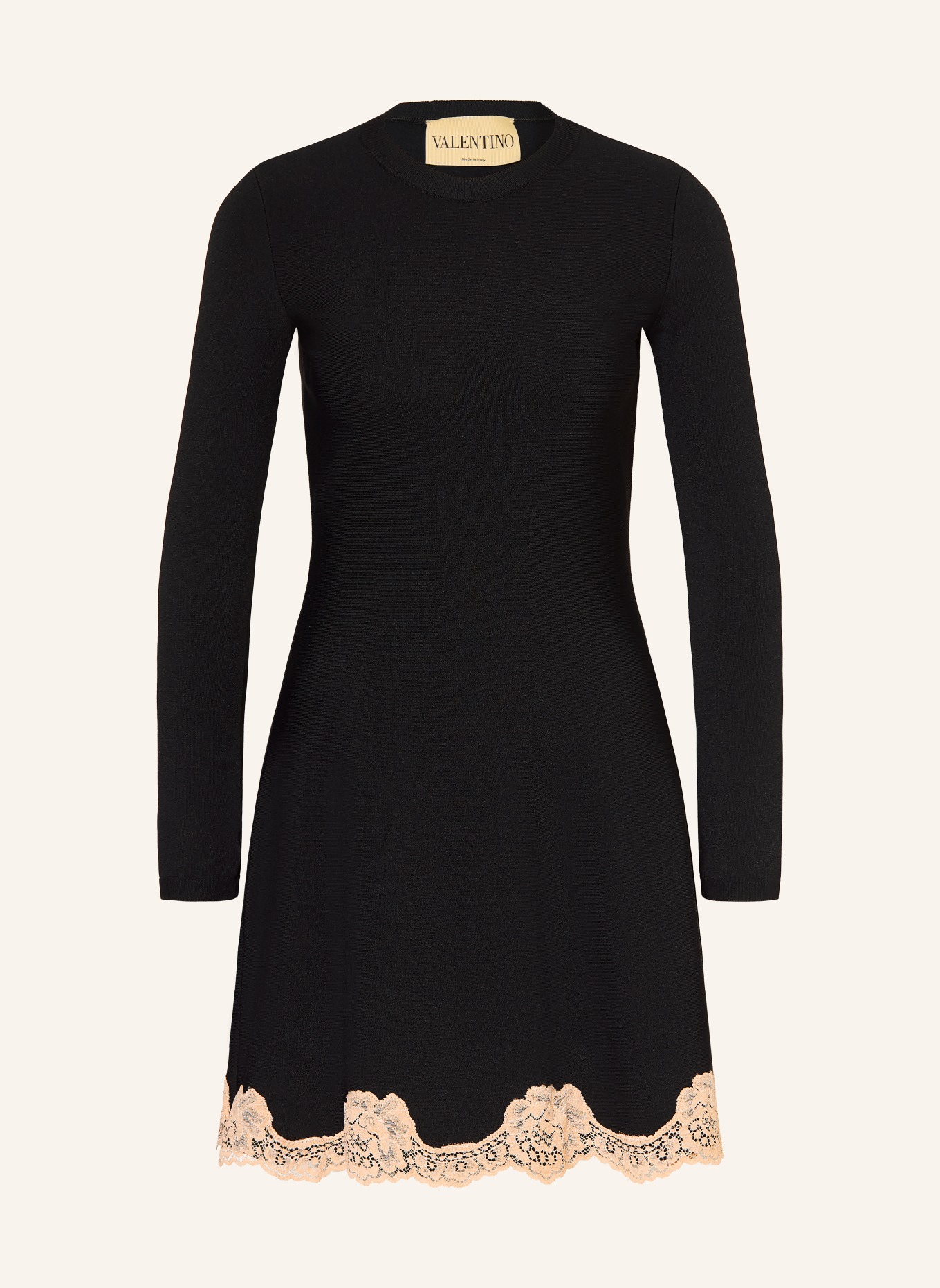 VALENTINO Robe en maille SOLID avec dentelle: NOIR / ROSÉ