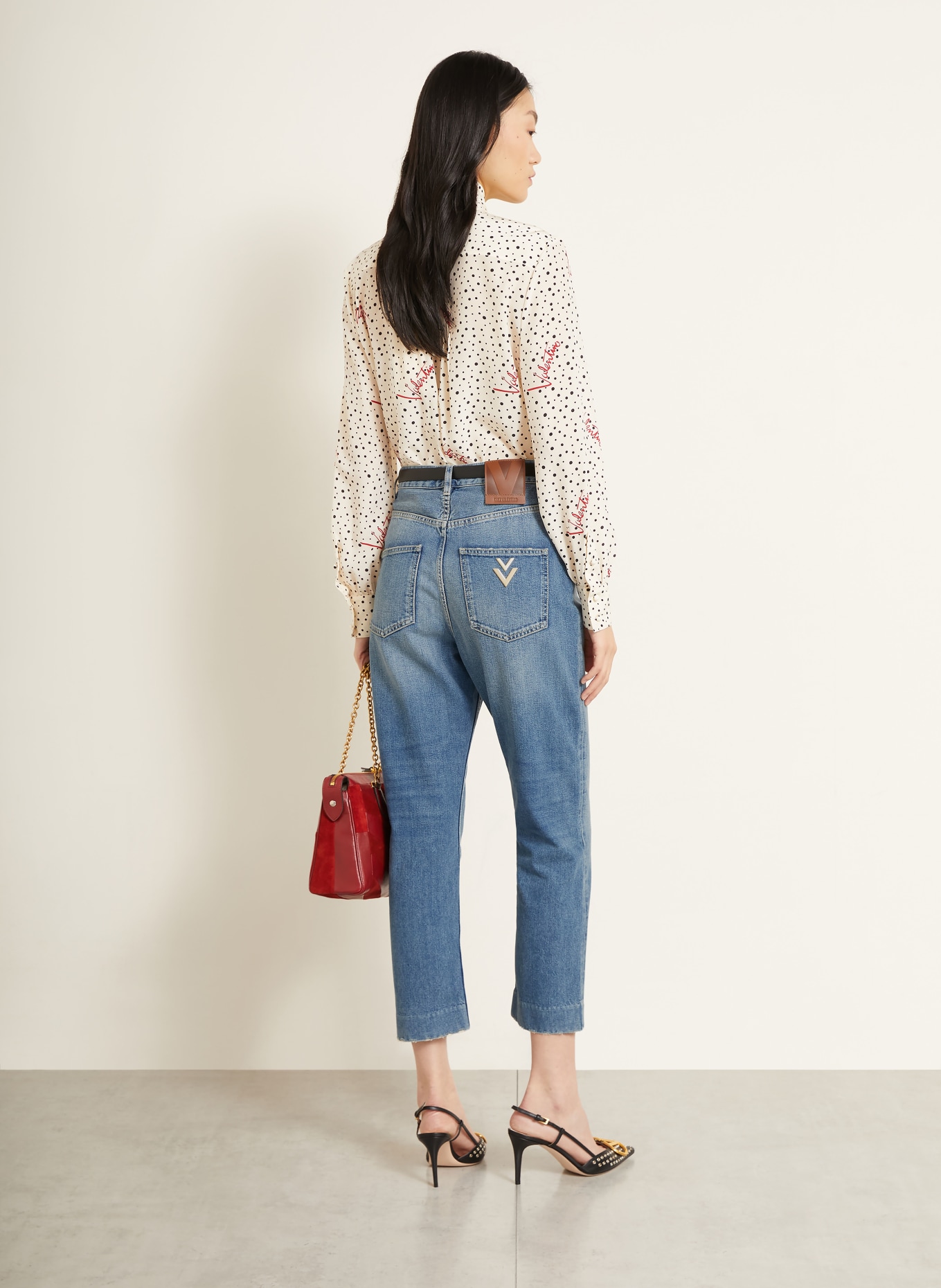 VALENTINO Cropped jeans SOLID: 558 MEDIUM BLUE DENIM