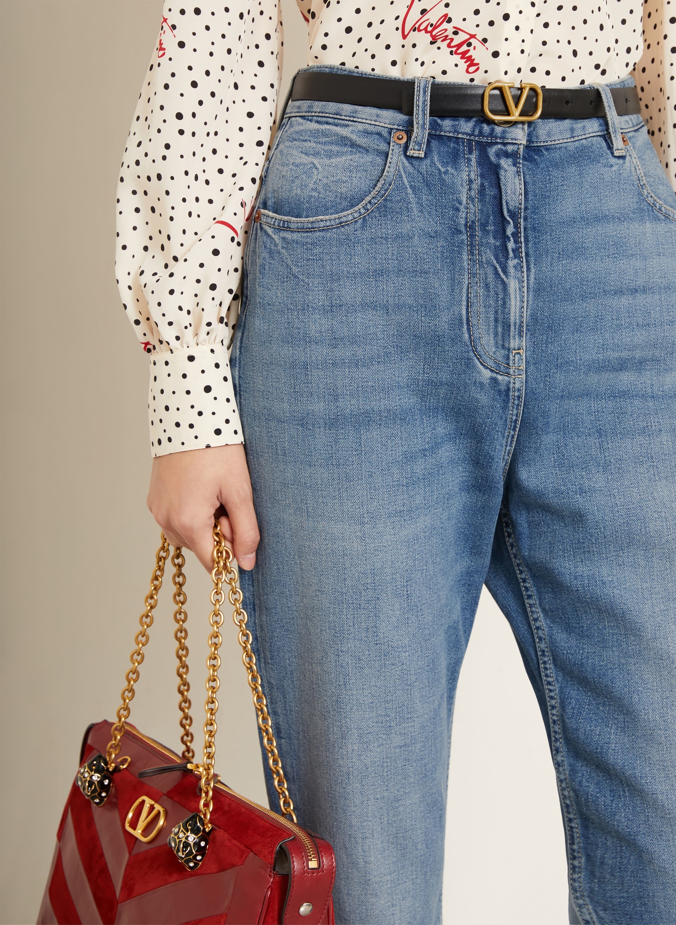 VALENTINO Cropped jeans SOLID: 558 MEDIUM BLUE DENIM