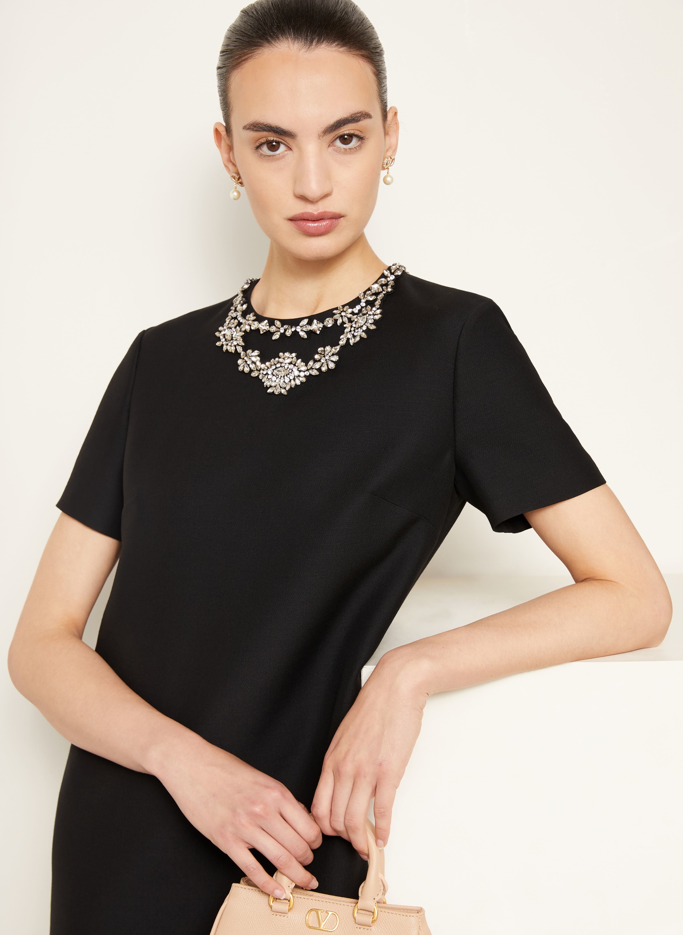 VALENTINO Dress with rhinestones: BLACK