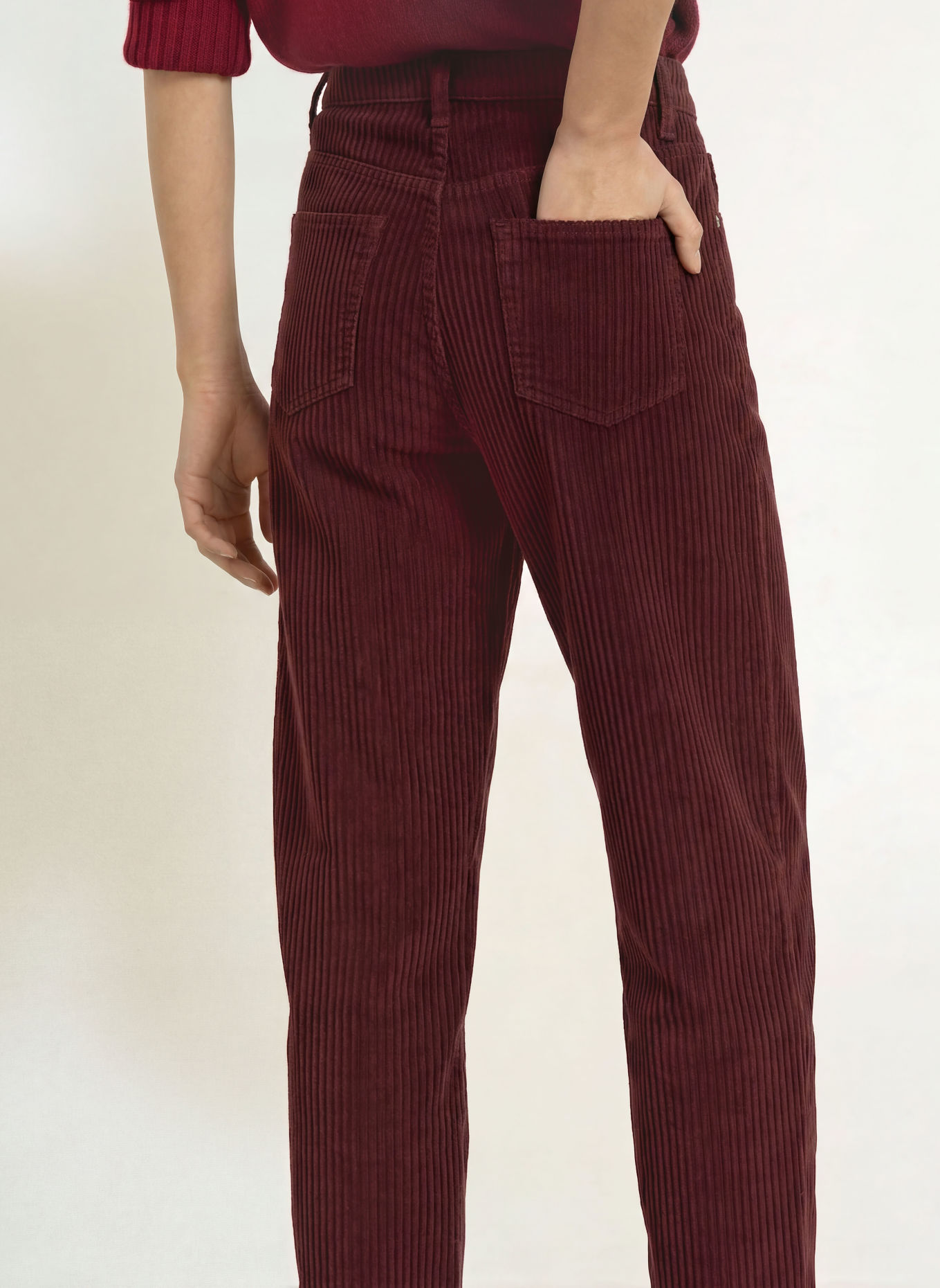 GANG Pantaloni 7/8 94ODINA din catifea: ROȘU ÎNCHIS