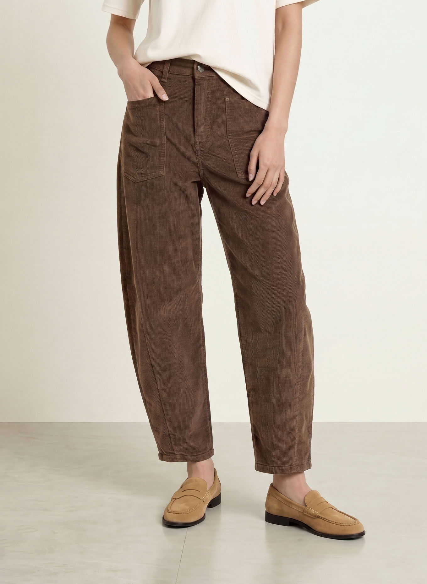 GANG 94ODINA 7/8-length corduroy trousers: BROWN