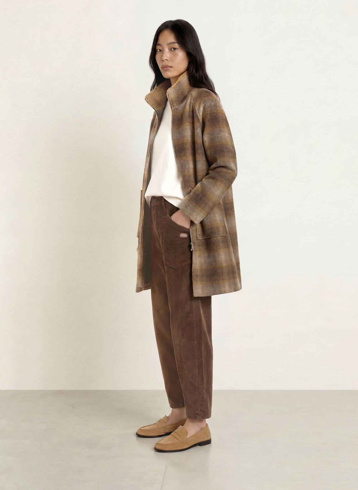 GANG 94ODINA 7/8-length corduroy trousers: BROWN