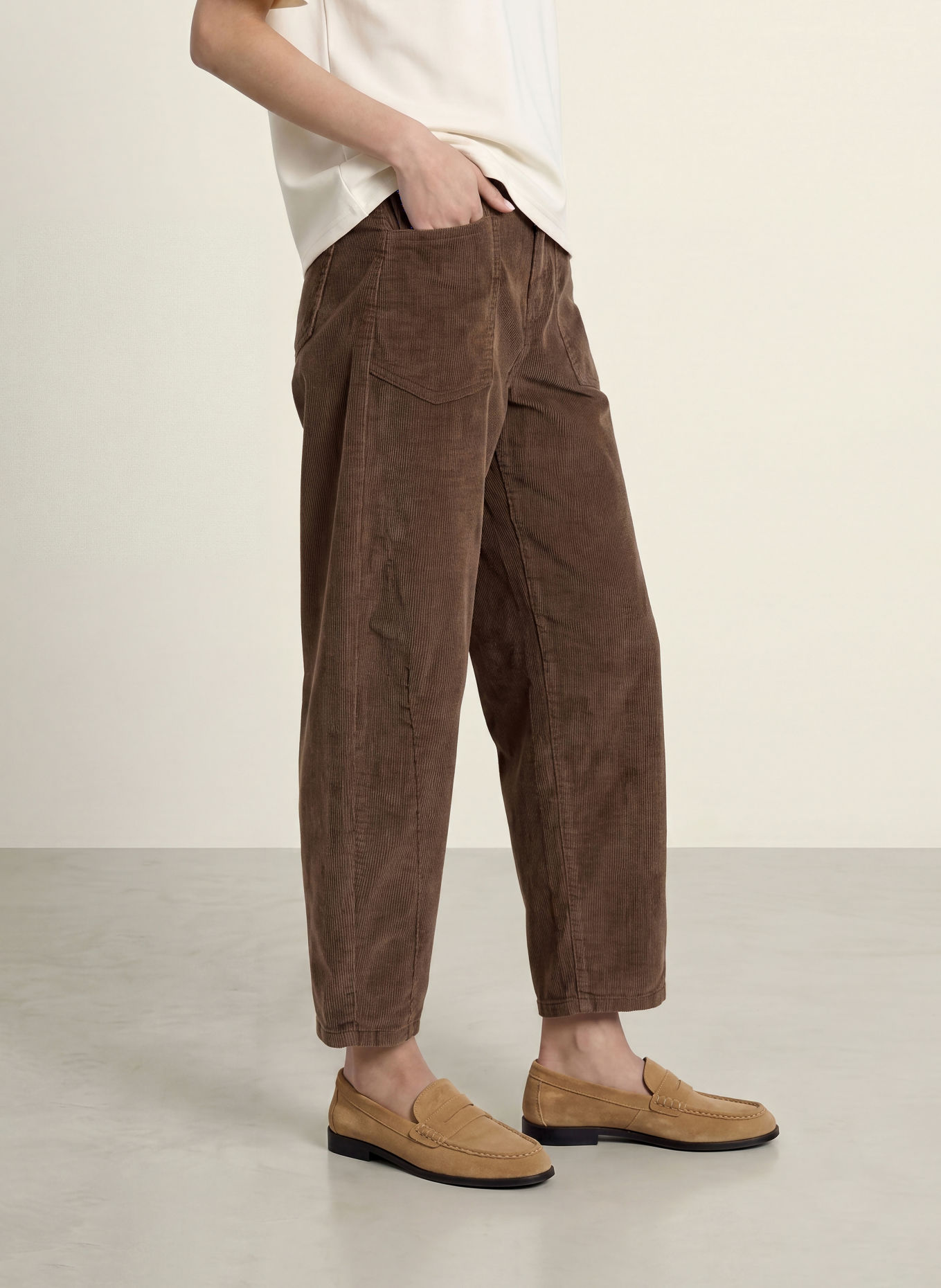GANG 94ODINA 7/8-length corduroy trousers: BROWN