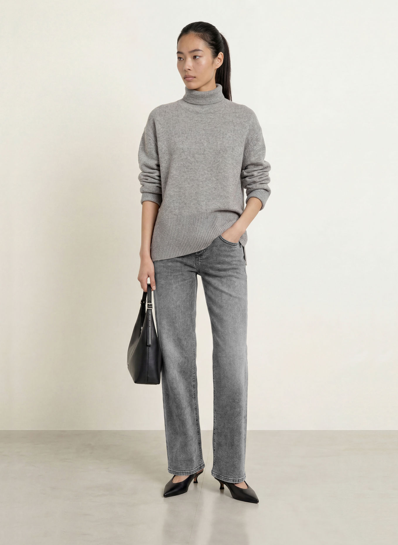GANG Straight jeans 94RIVER: 7993 salt pepper black