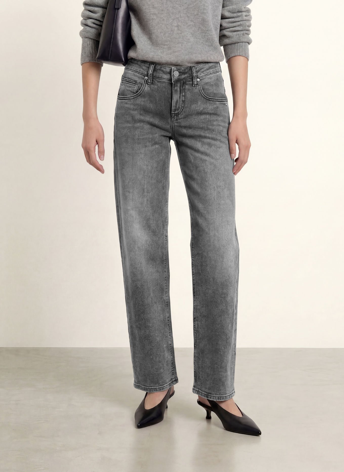 GANG Straight jeans 94RIVER: 7993 salt pepper black