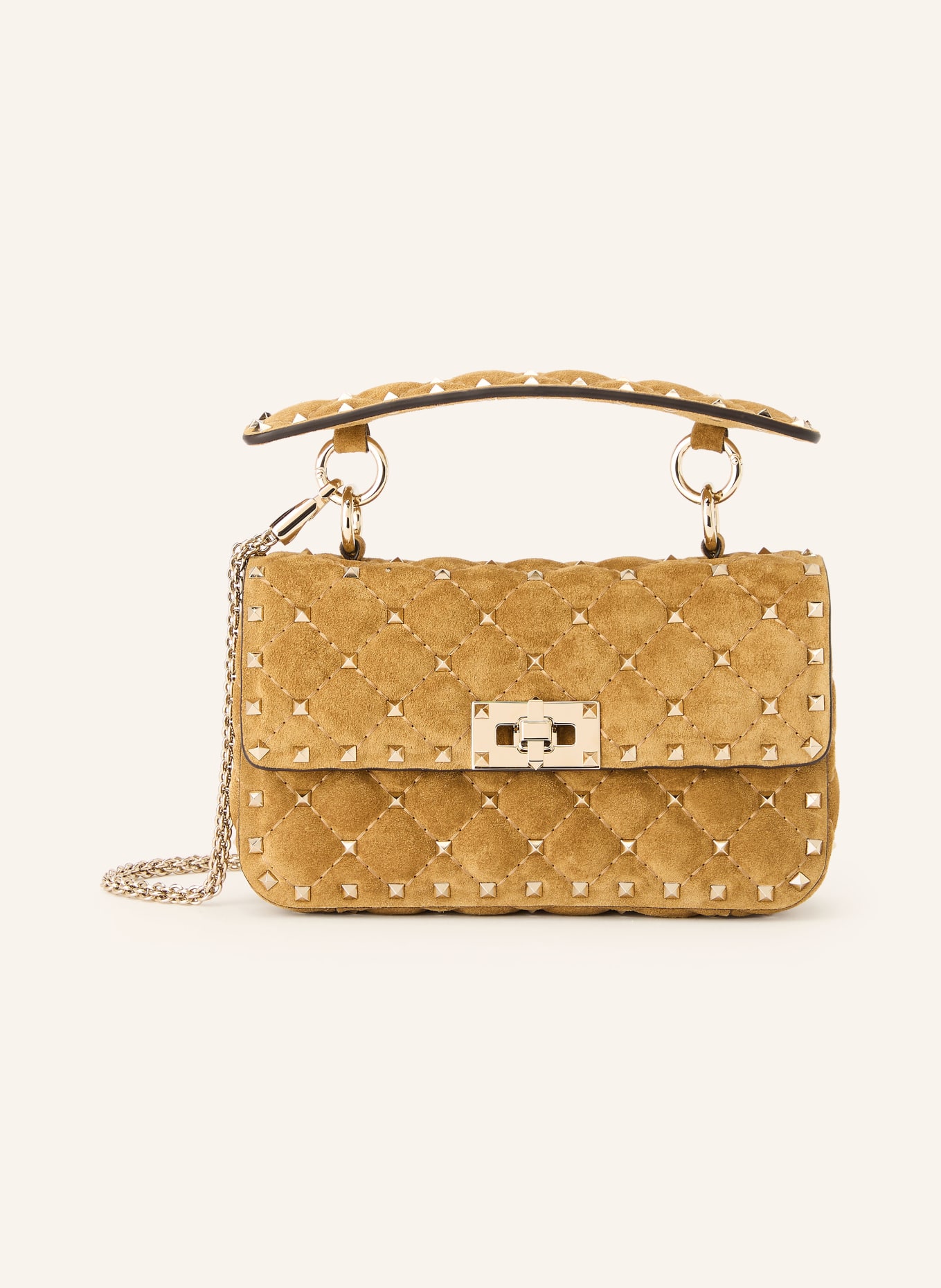 VALENTINO GARAVANI Sac à bandoulière ROCKSTUD SPIKE avec rivets: BEIGE / OR