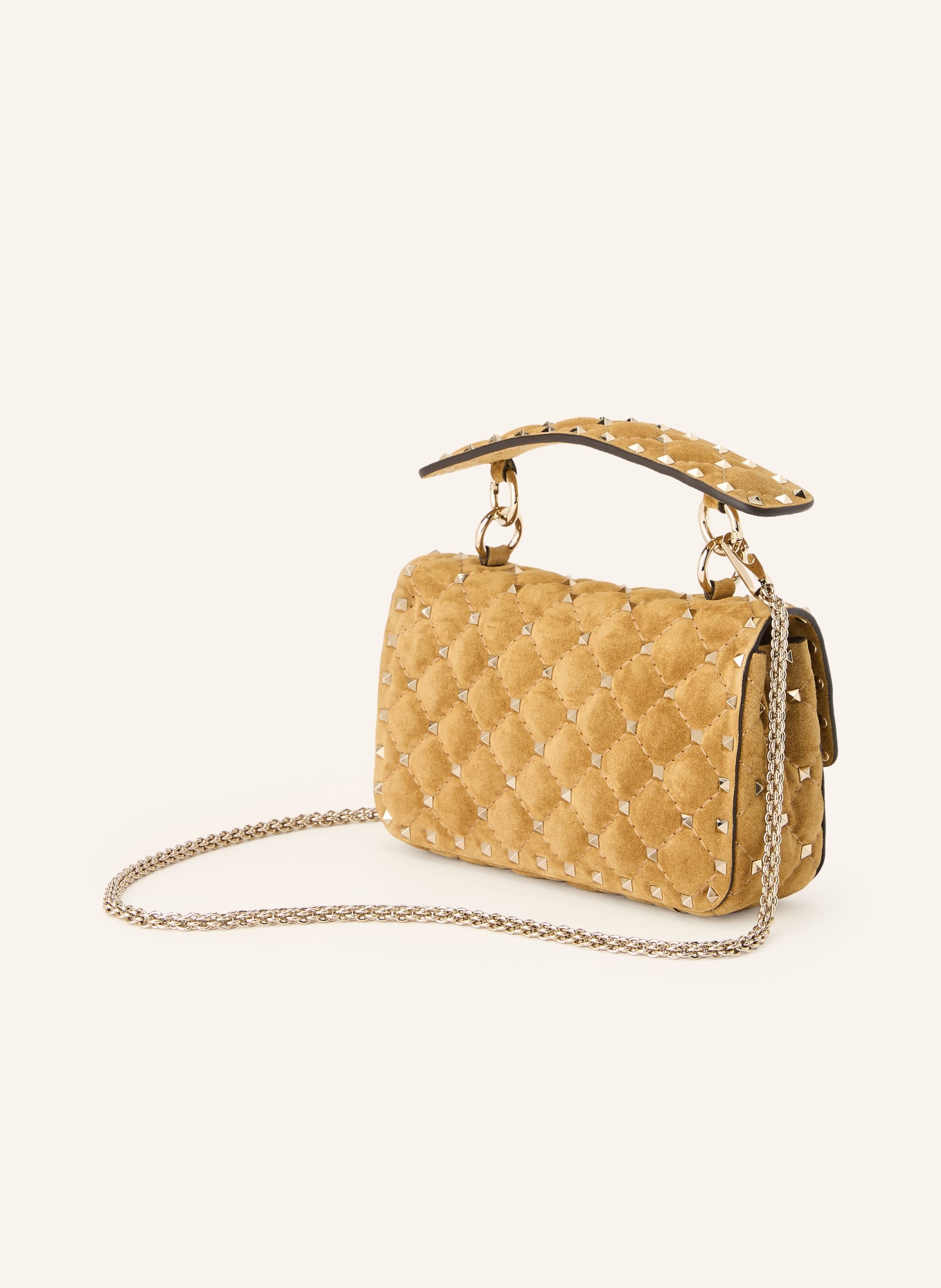 VALENTINO GARAVANI Sac à bandoulière ROCKSTUD SPIKE avec rivets: BEIGE / OR