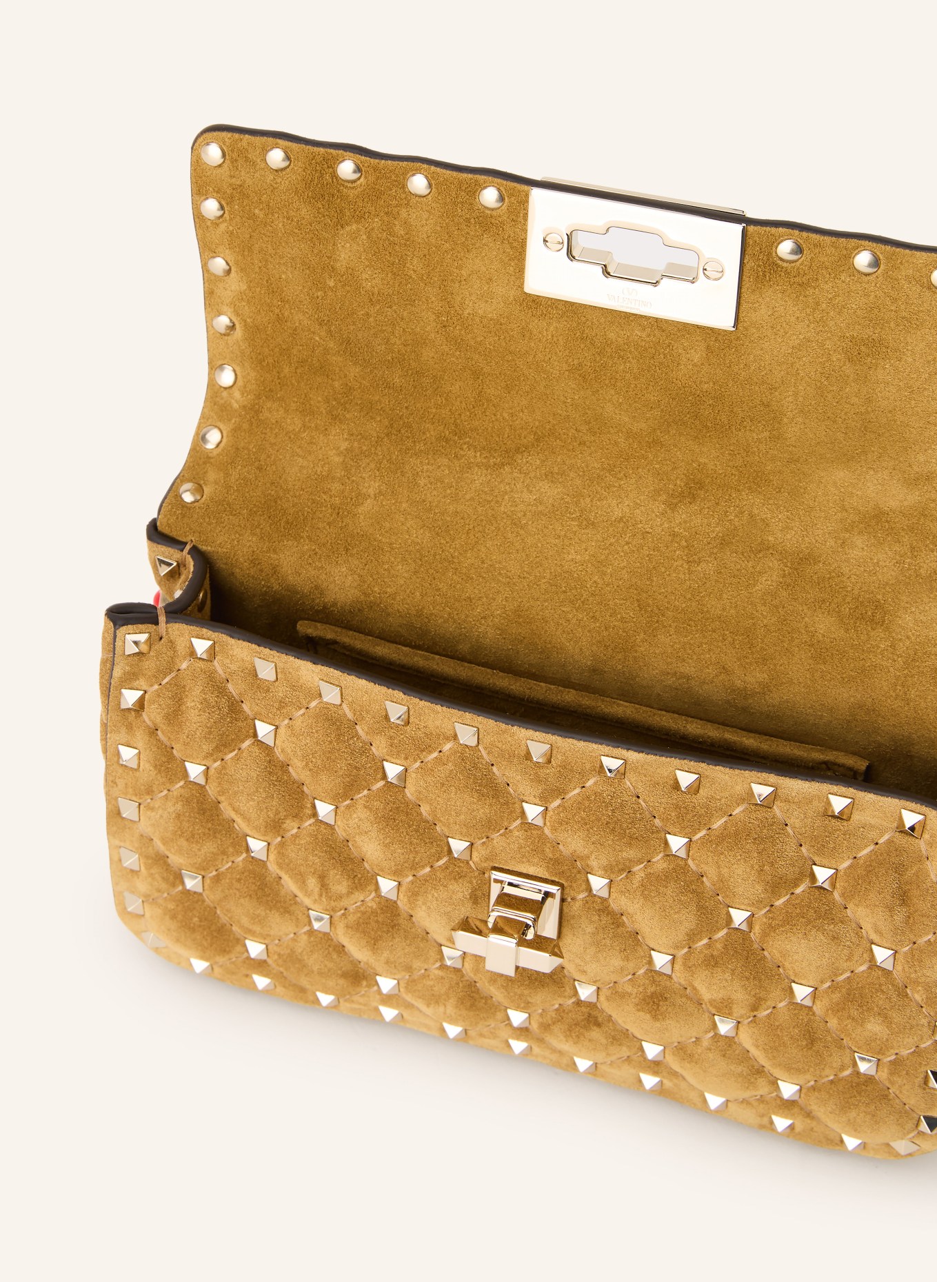 VALENTINO GARAVANI Sac à bandoulière ROCKSTUD SPIKE avec rivets: BEIGE / OR