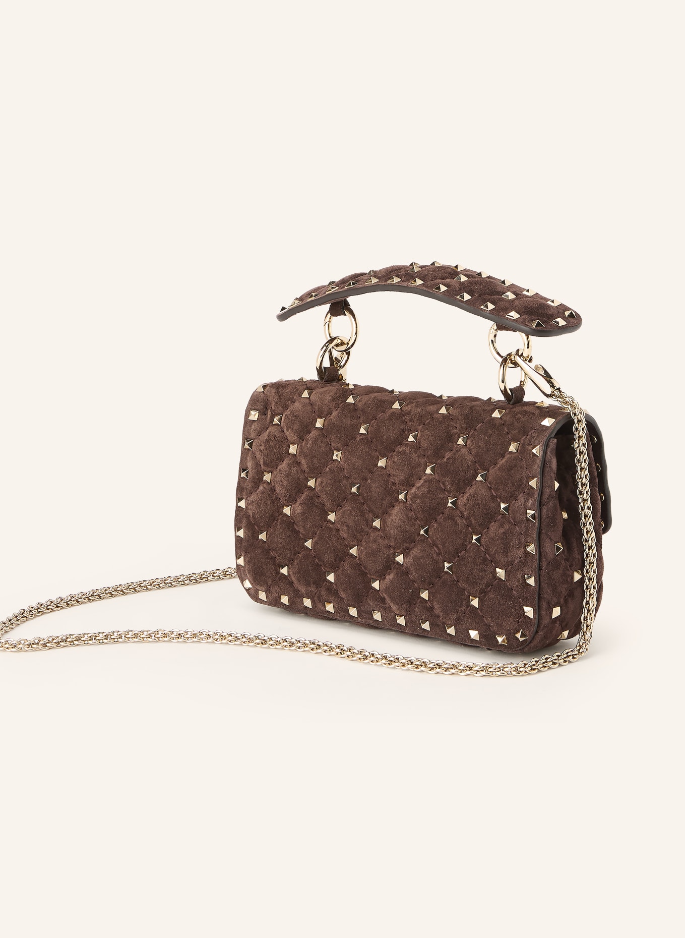 VALENTINO GARAVANI Sac à bandoulière ROCKSTUD SPIKE avec rivets: MARRON FONCÉ / OR