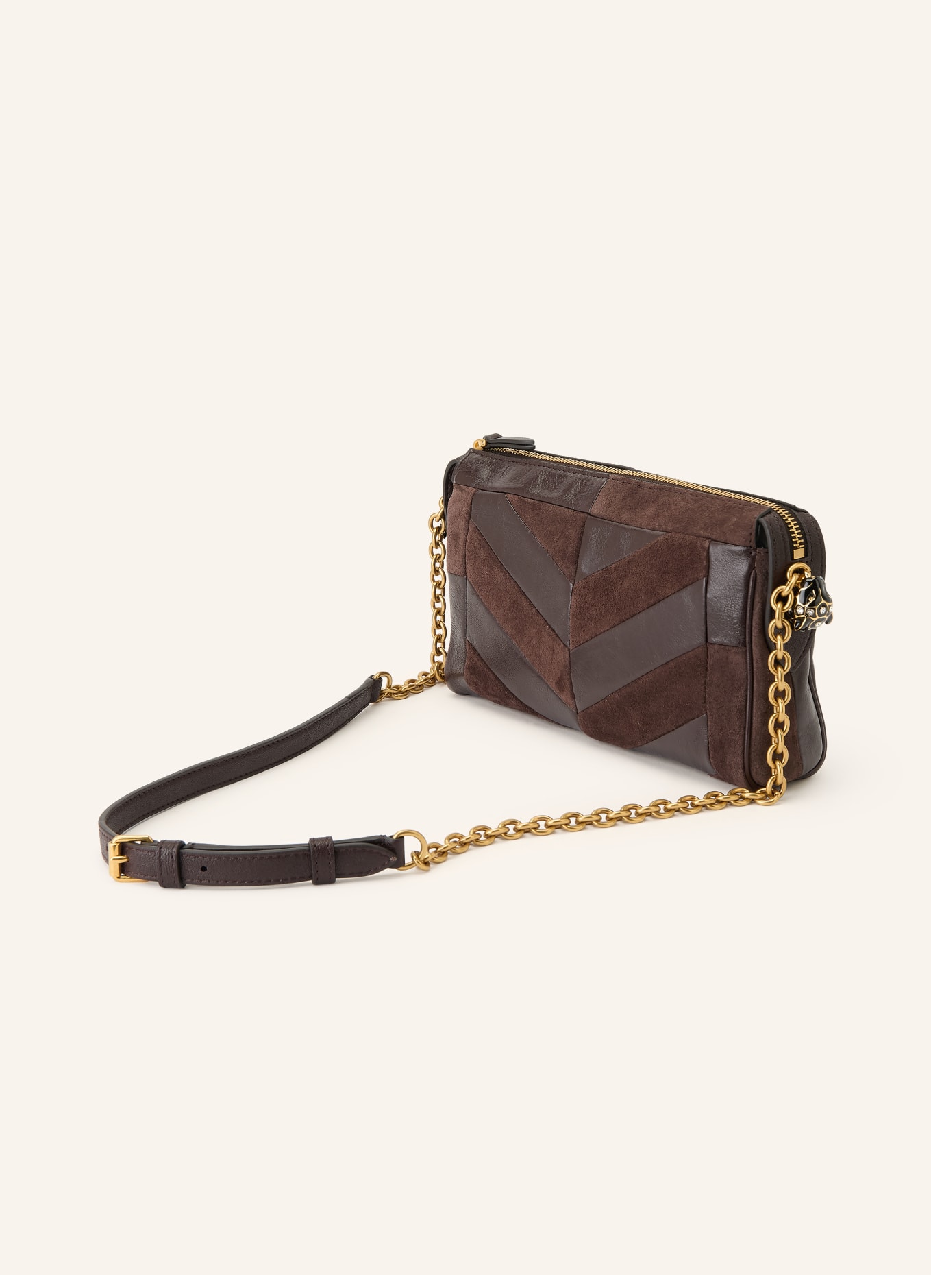 VALENTINO GARAVANI Umhängetasche PANTHEA SMALL: DUNKELBRAUN / GOLD