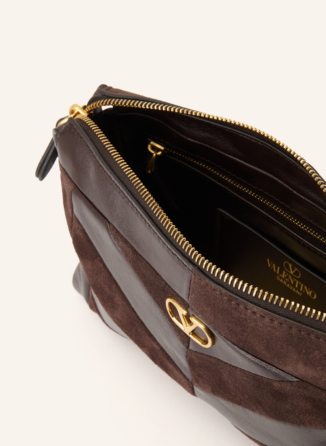 VALENTINO GARAVANI Umhängetasche PANTHEA SMALL: DUNKELBRAUN / GOLD