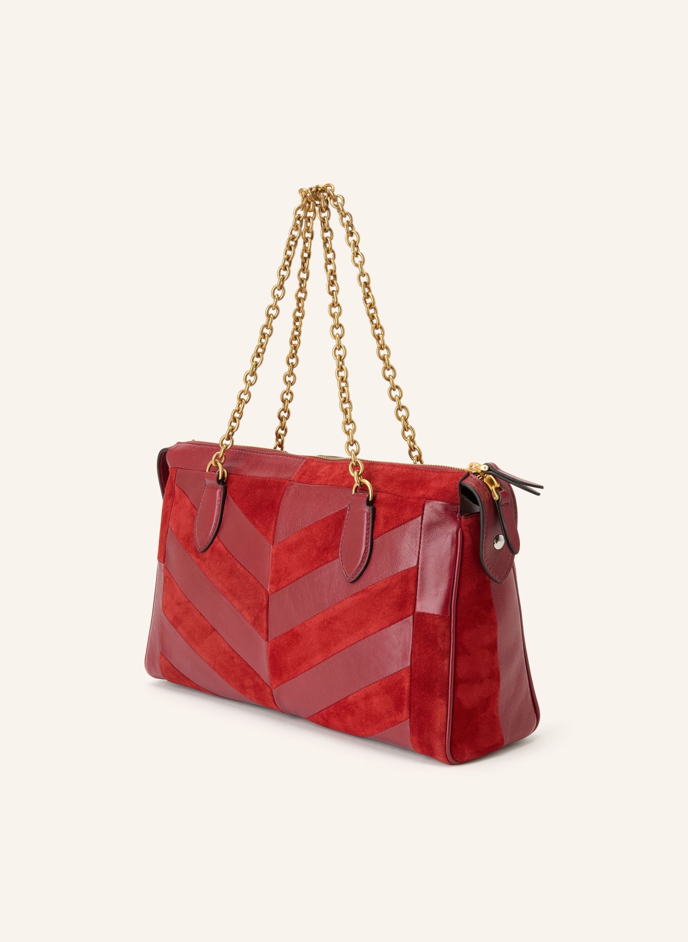 VALENTINO GARAVANI Handtasche PANTHEA mit Schmucksteinen: DUNKELROT / GOLD / ROT