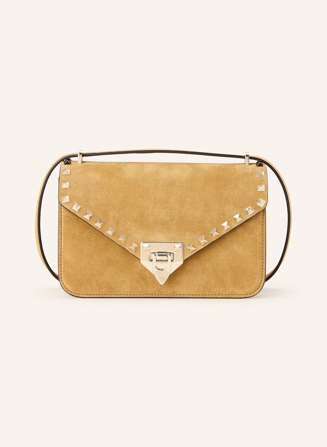 VALENTINO GARAVANI Sac à bandoulière ROCKSTUD SMALL avec rivets: BEIGE / OR