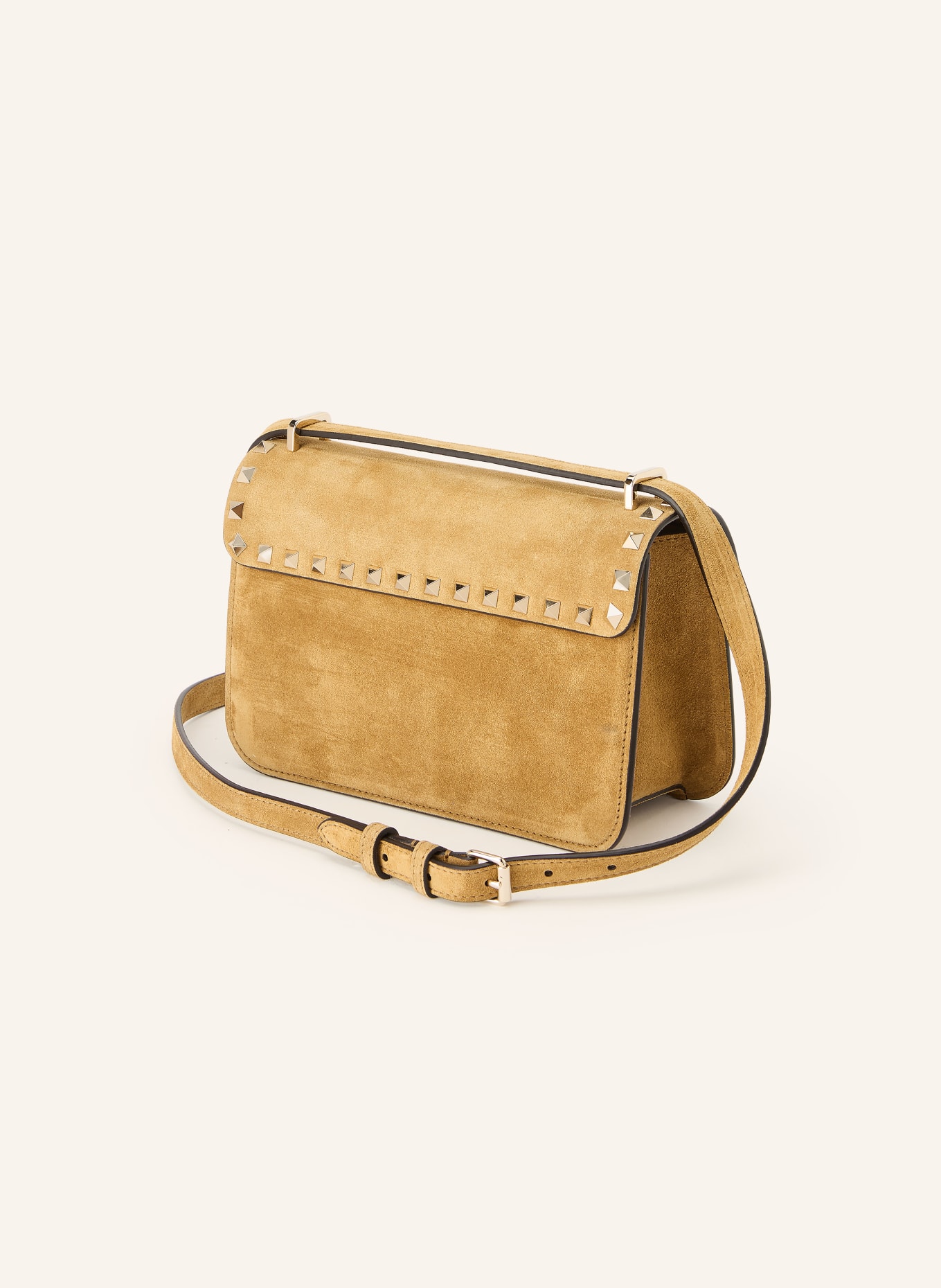 VALENTINO GARAVANI Sac à bandoulière ROCKSTUD SMALL avec rivets: BEIGE / OR