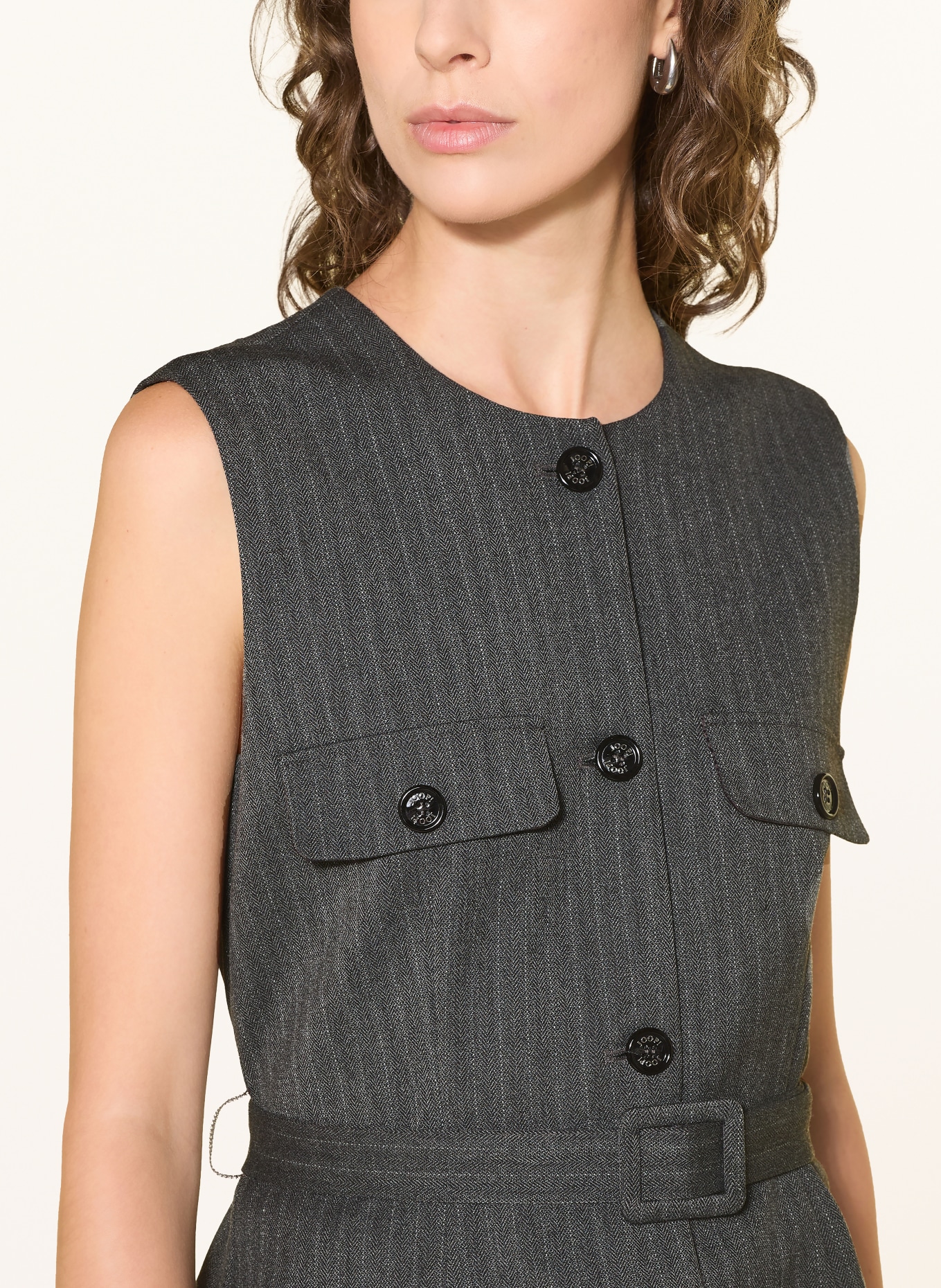JOOP! VIOLA Vest: DARK GRAY / ECRU