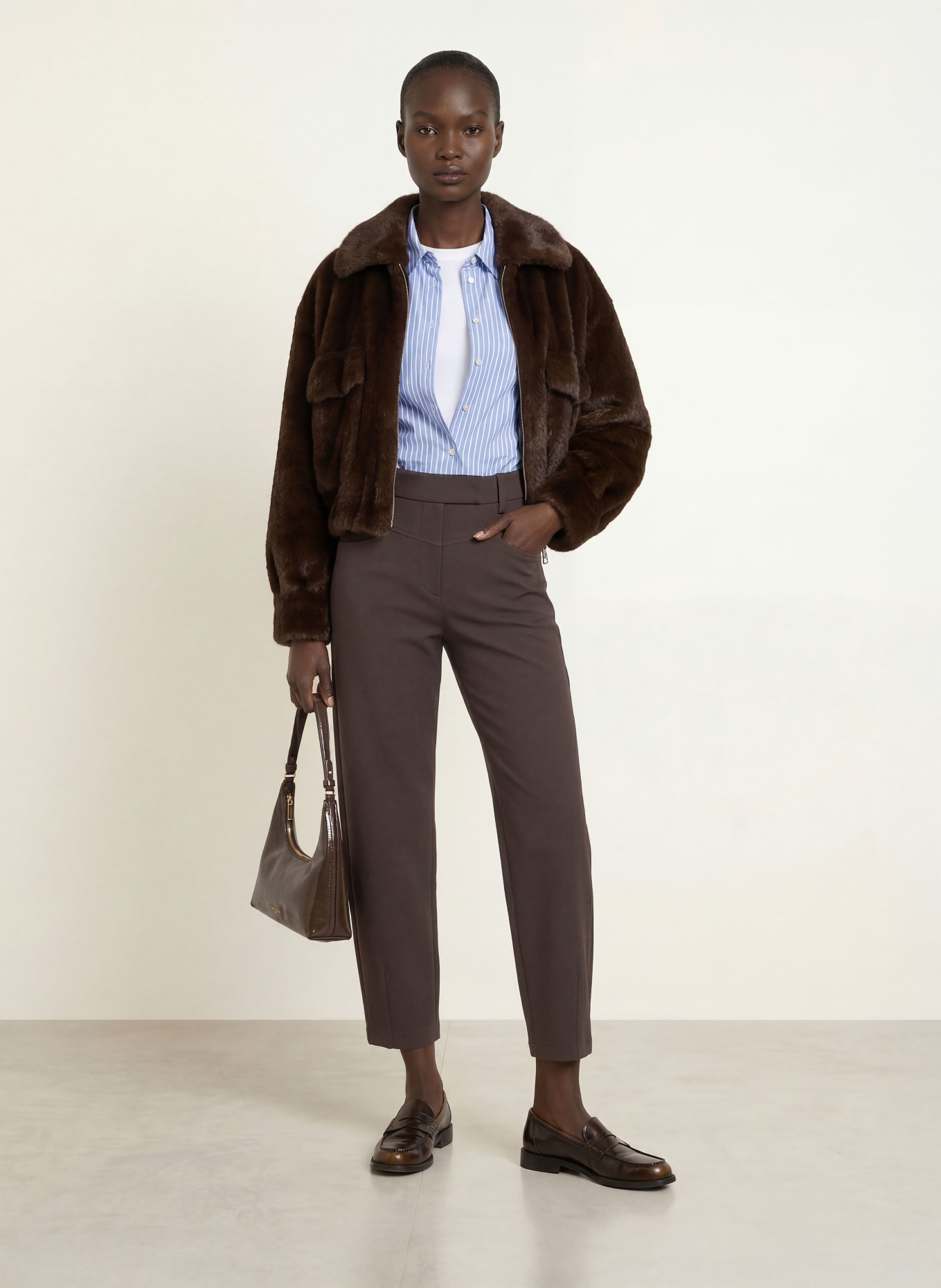 CAMBIO 7/8-broek ELIN van jersey: MARRON FONCÉ