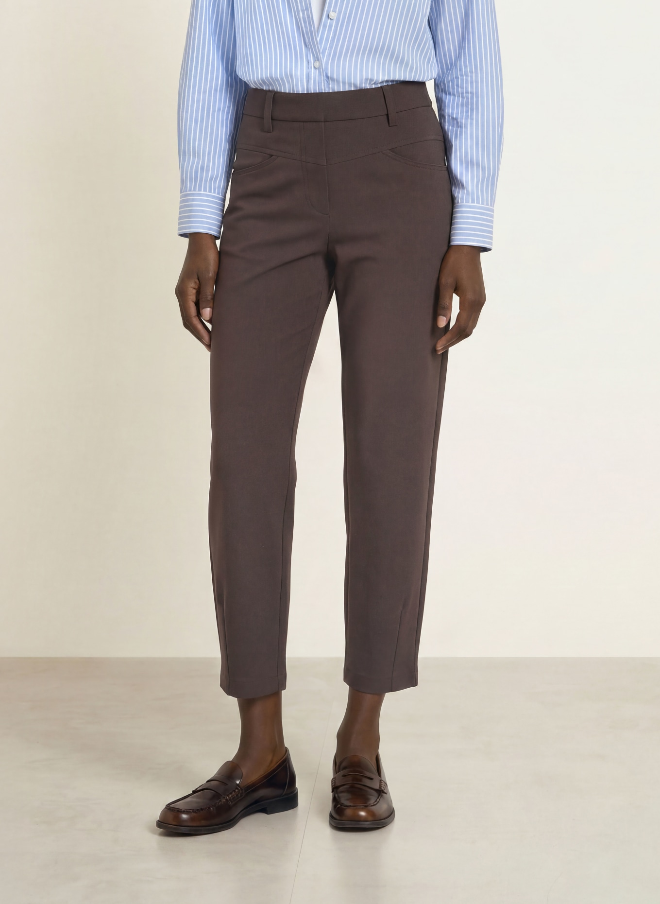 CAMBIO 7/8-broek ELIN van jersey: MARRON FONCÉ