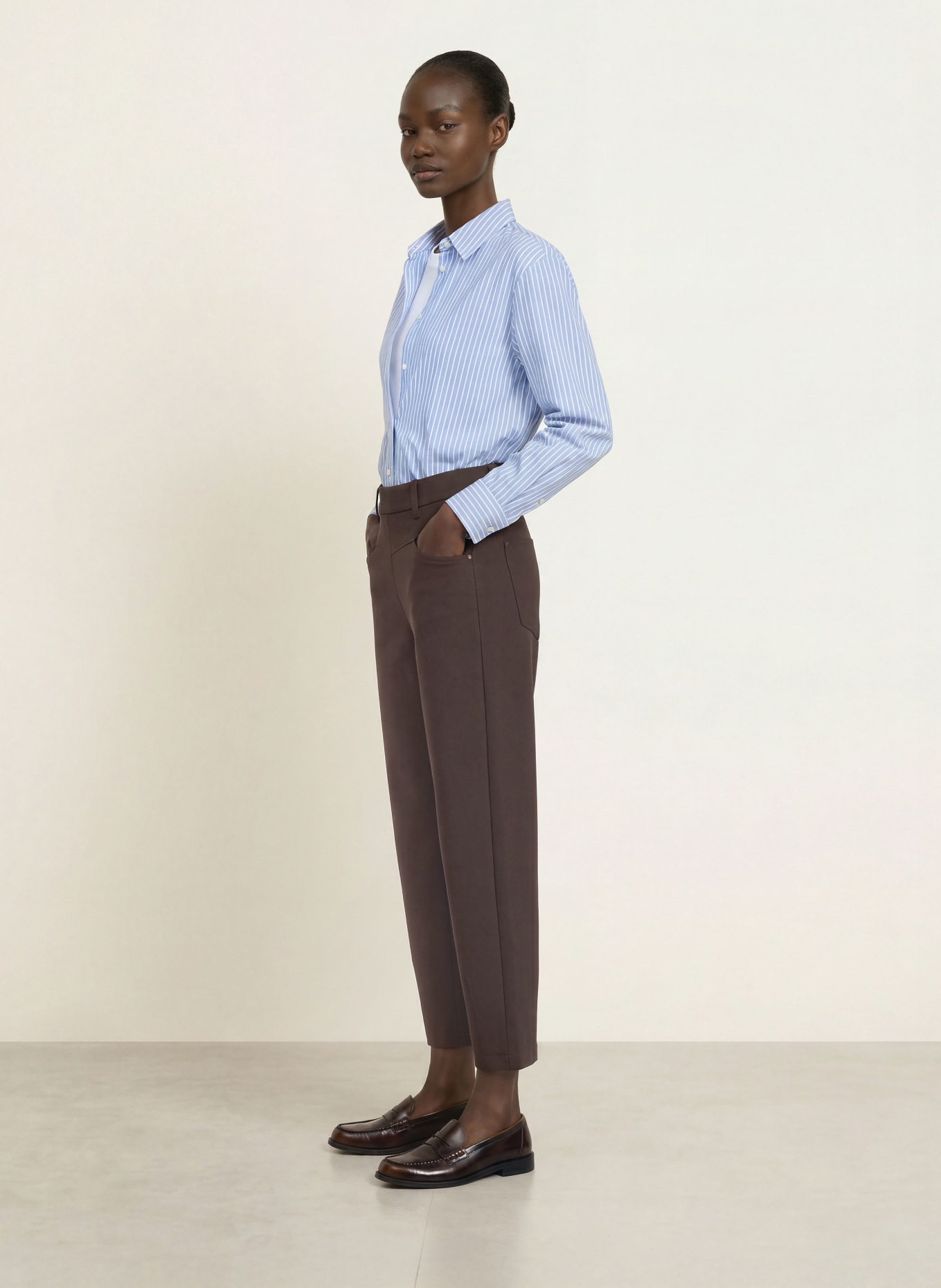 CAMBIO 7/8-broek ELIN van jersey: MARRON FONCÉ