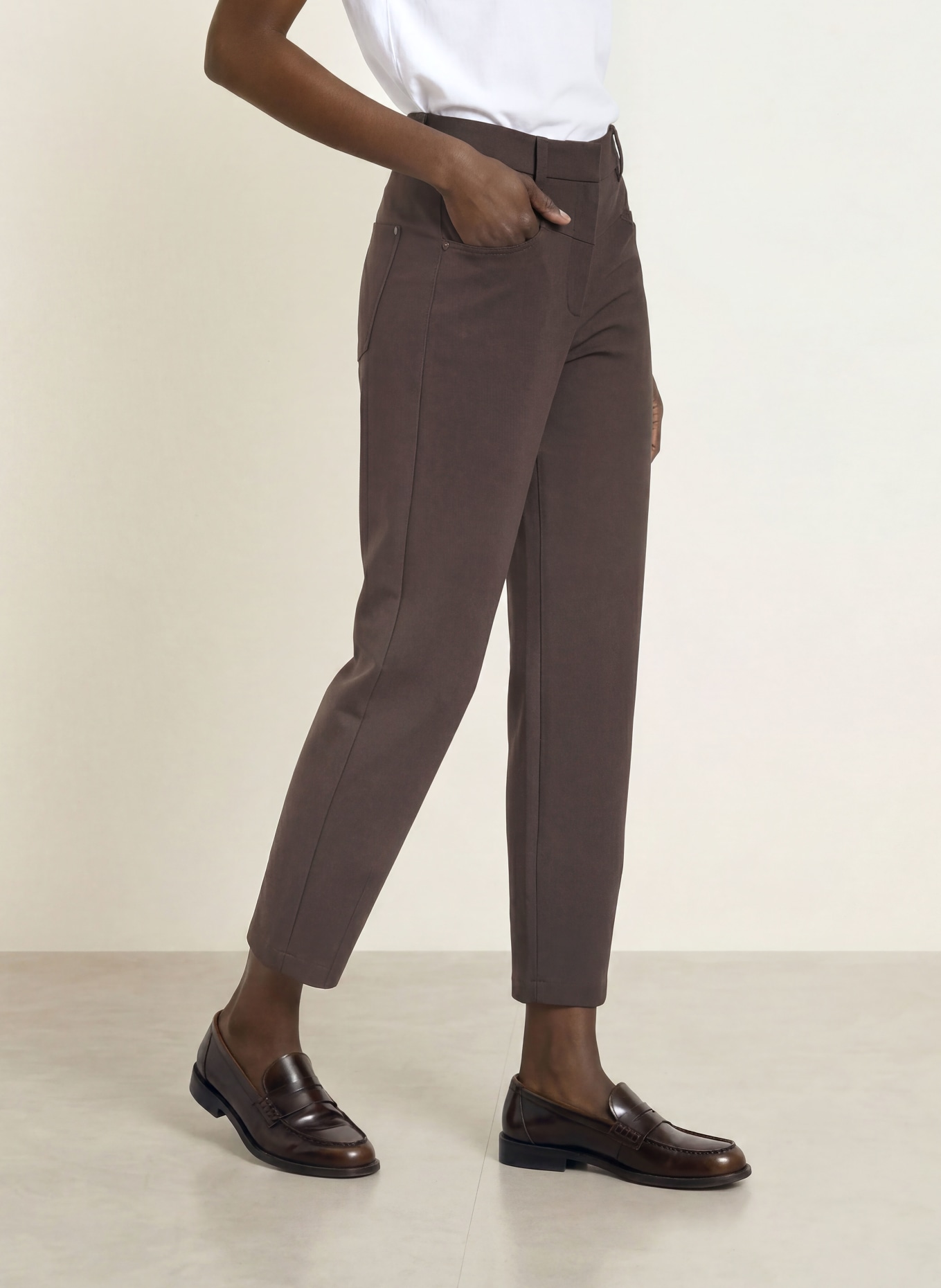 CAMBIO 7/8-broek ELIN van jersey: MARRON FONCÉ