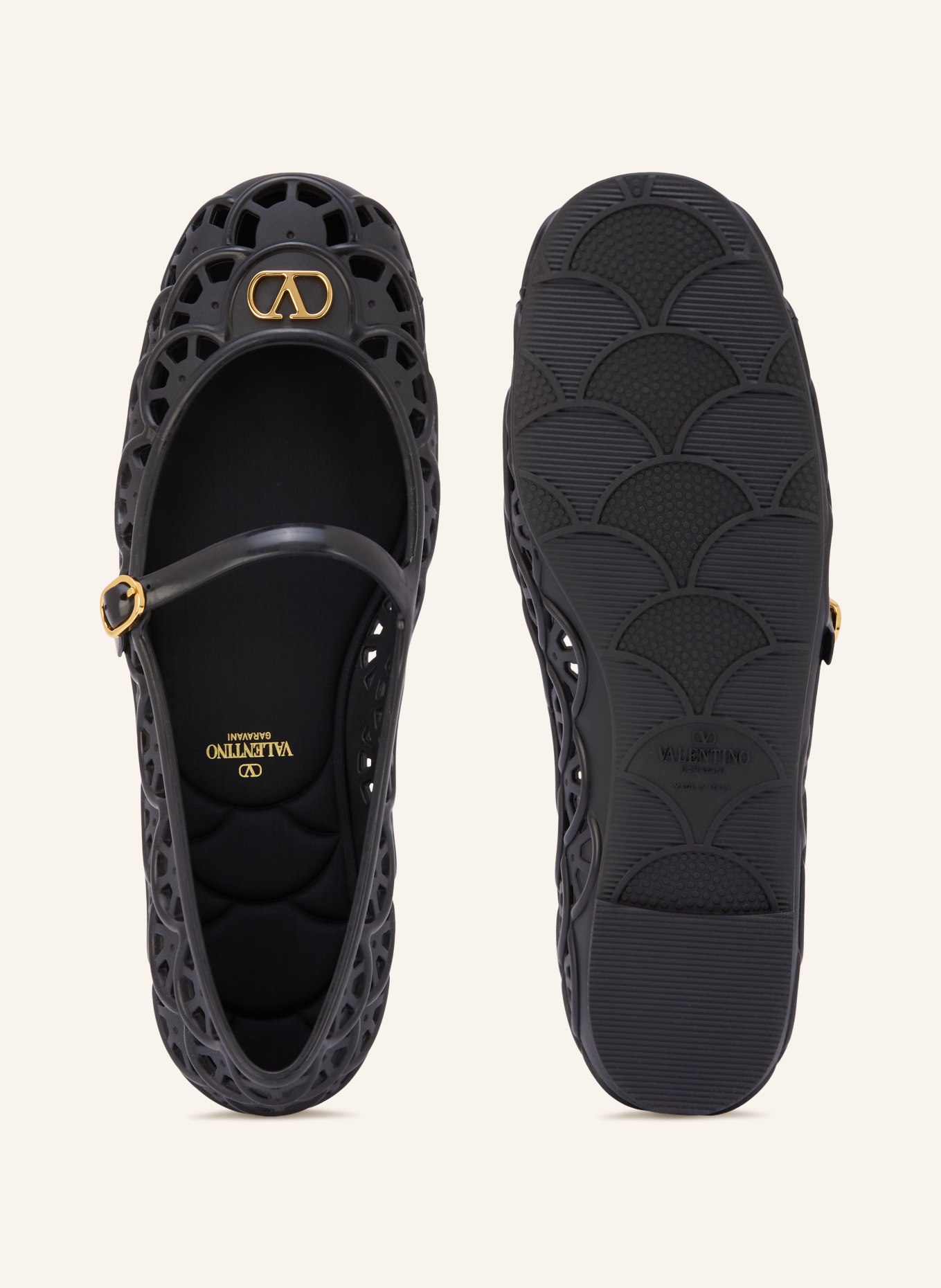 VALENTINO GARAVANI Mary-Jane-Ballerinas ONDETTE: SCHWARZ / GOLD