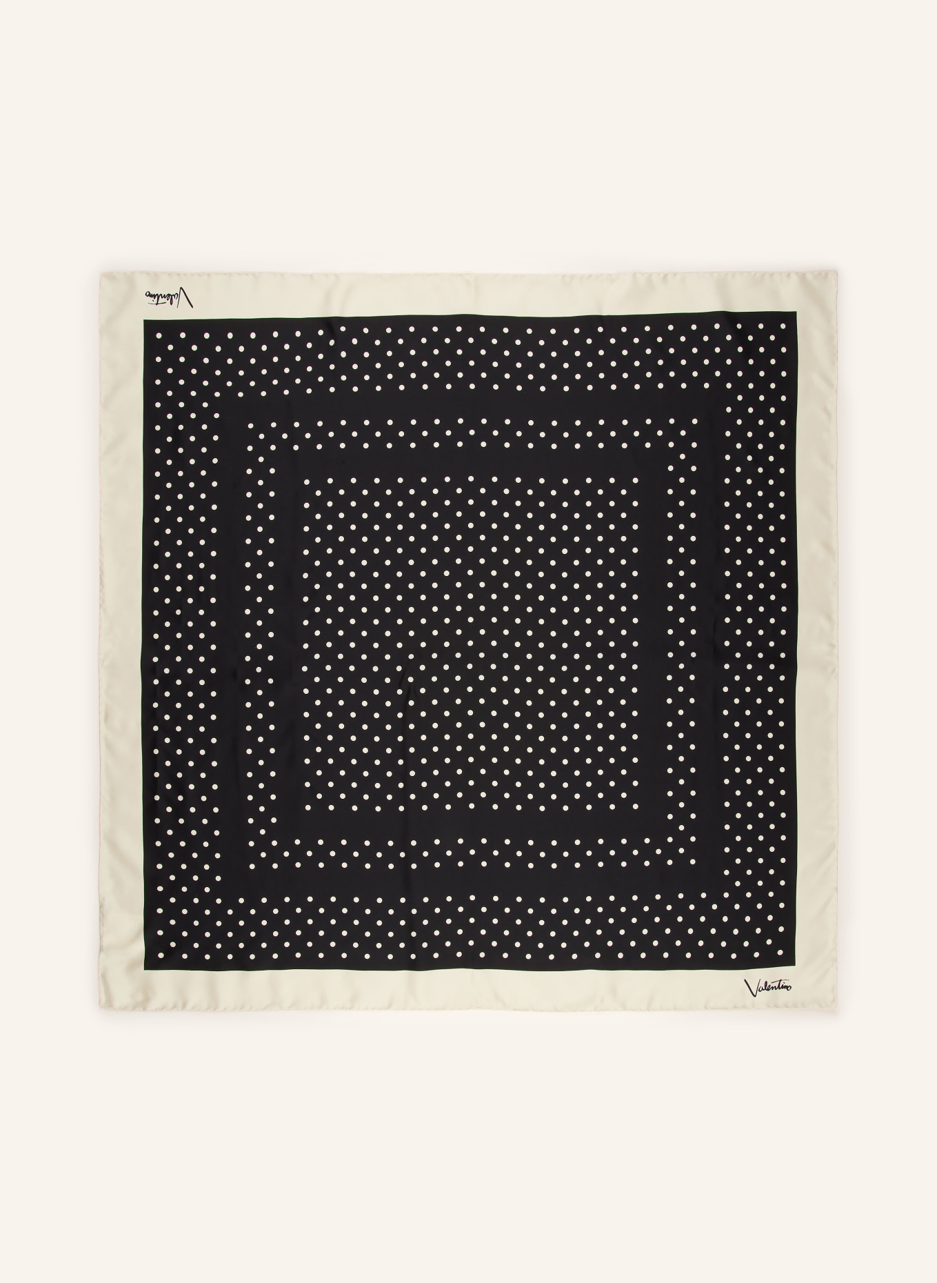 VALENTINO GARAVANI Seidentuch: SCHWARZ / CREME