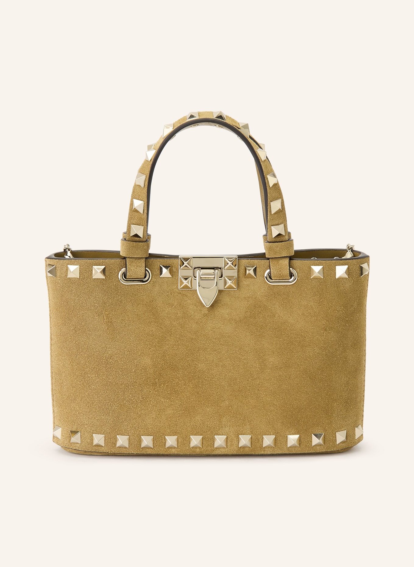VALENTINO GARAVANI ROCKSTUD MINI crossbody bag with studs: BEIGE / GOLD
