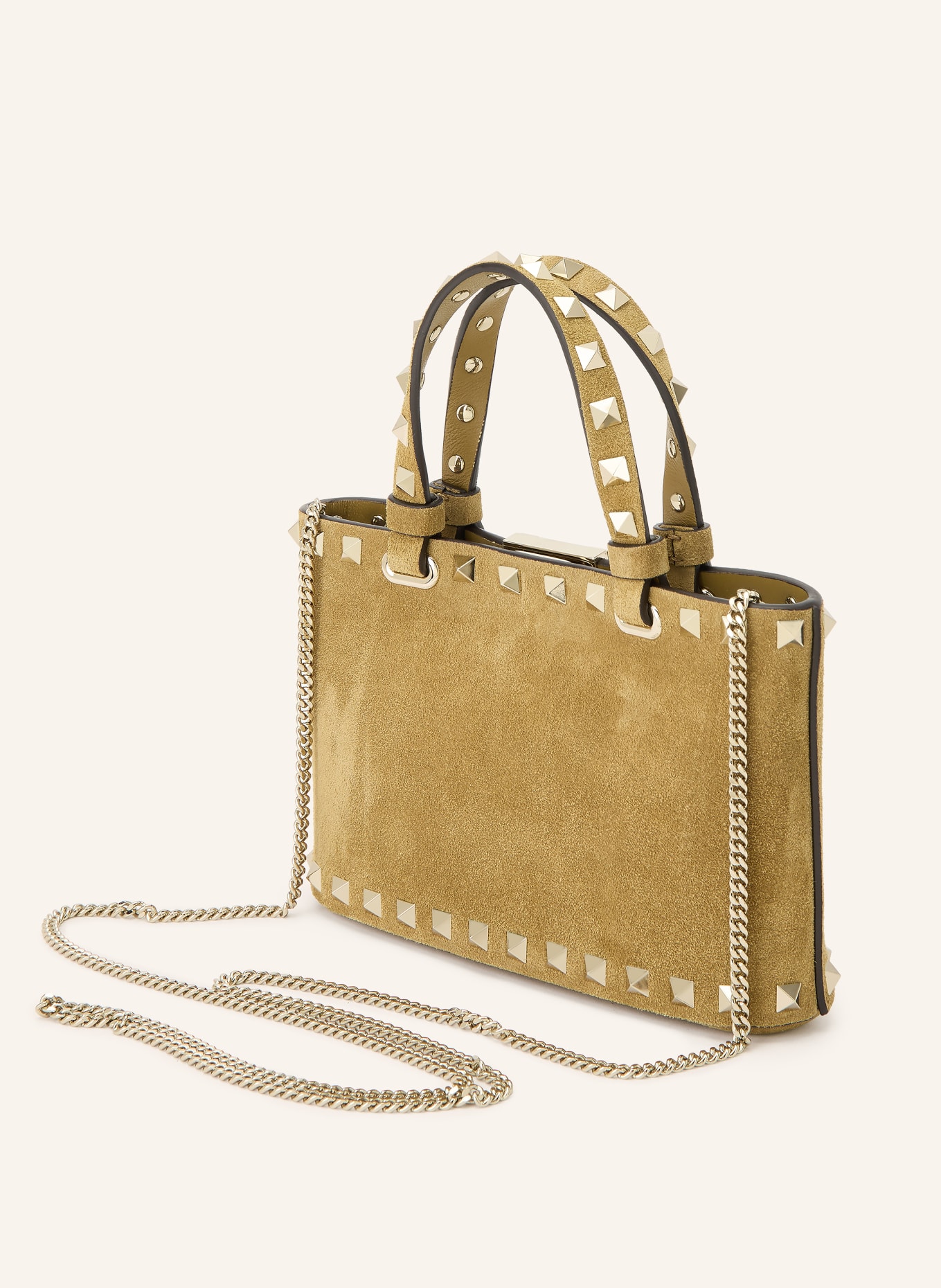 VALENTINO GARAVANI ROCKSTUD MINI crossbody bag with studs: BEIGE / GOLD