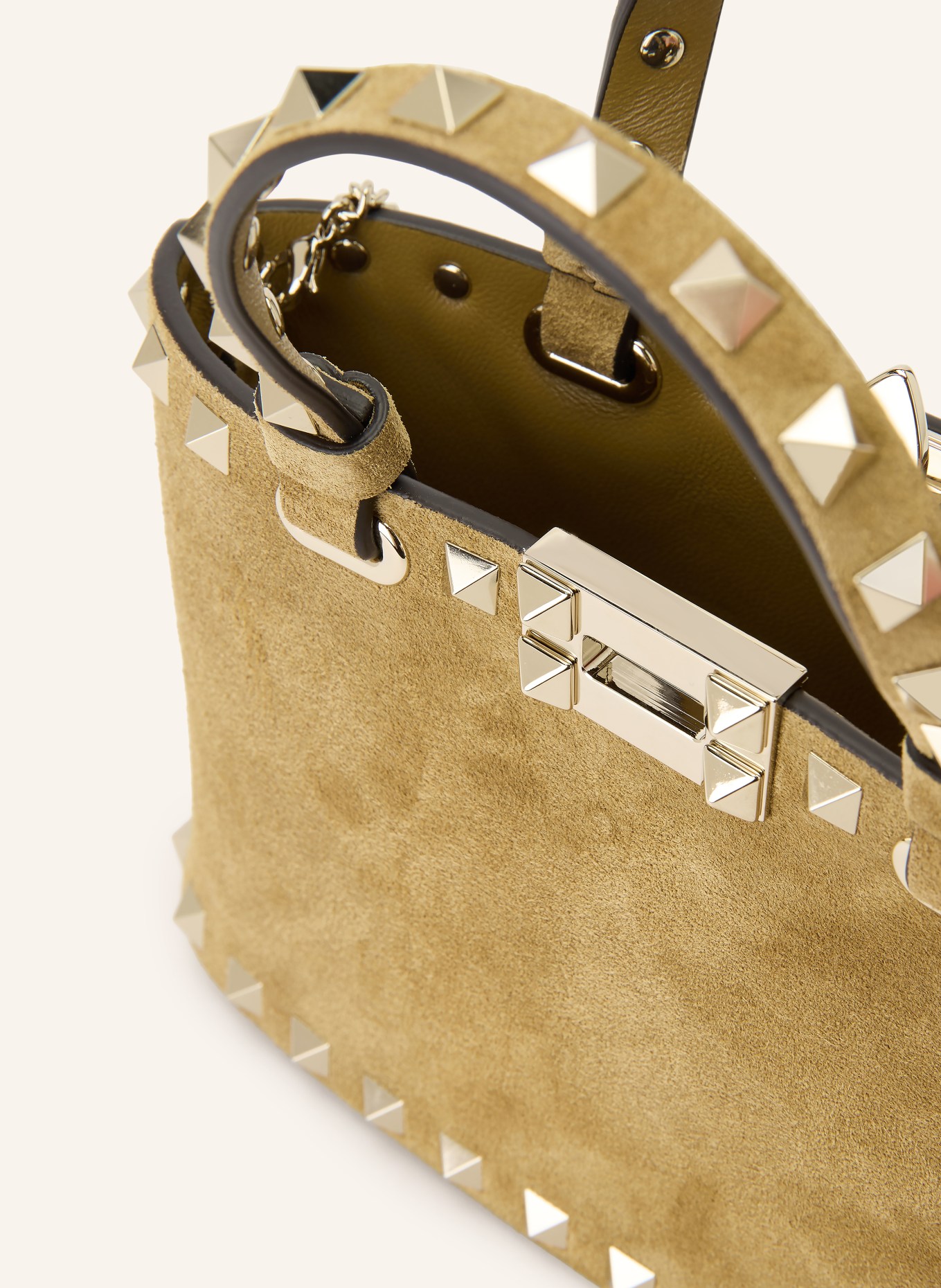 VALENTINO GARAVANI ROCKSTUD MINI crossbody bag with studs: BEIGE / GOLD