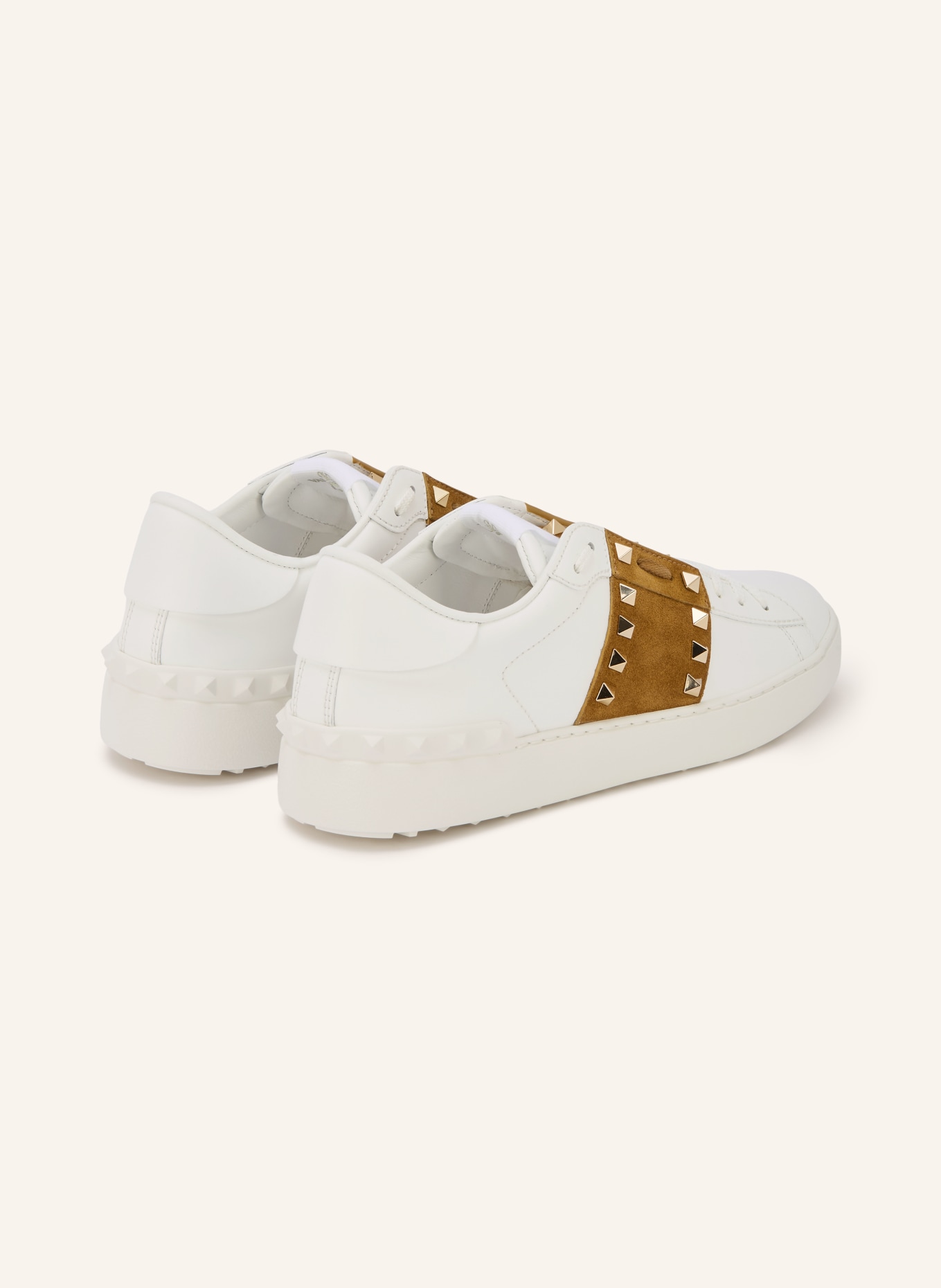 VALENTINO GARAVANI ROCKSTUD UNTITLED Sneakers with studs: BROWN / GOLD / WHITE