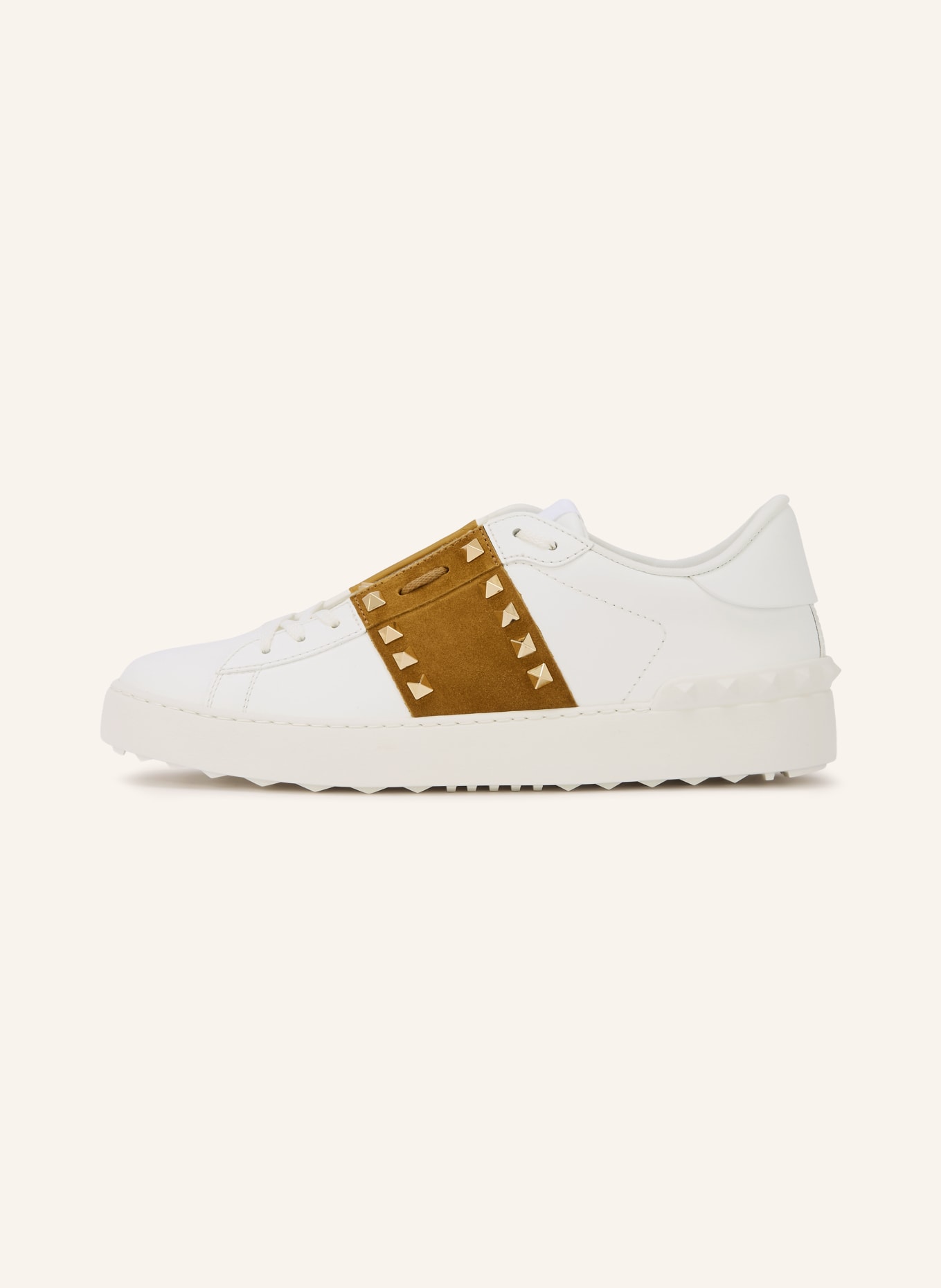 VALENTINO GARAVANI ROCKSTUD UNTITLED Sneakers with studs: BROWN / GOLD / WHITE