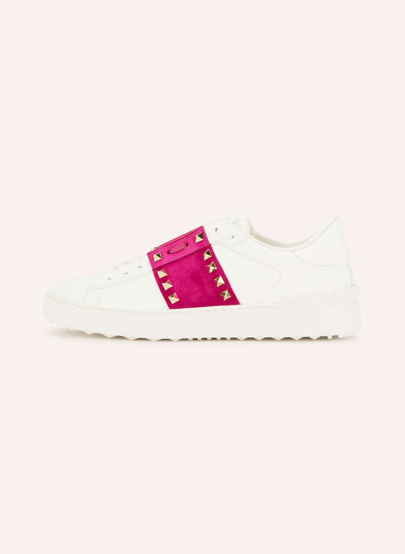 VALENTINO GARAVANI Sneakersy ROCKSTUD UNTITLED z nitami: BIAŁY / ZŁOTY / FUKSJA