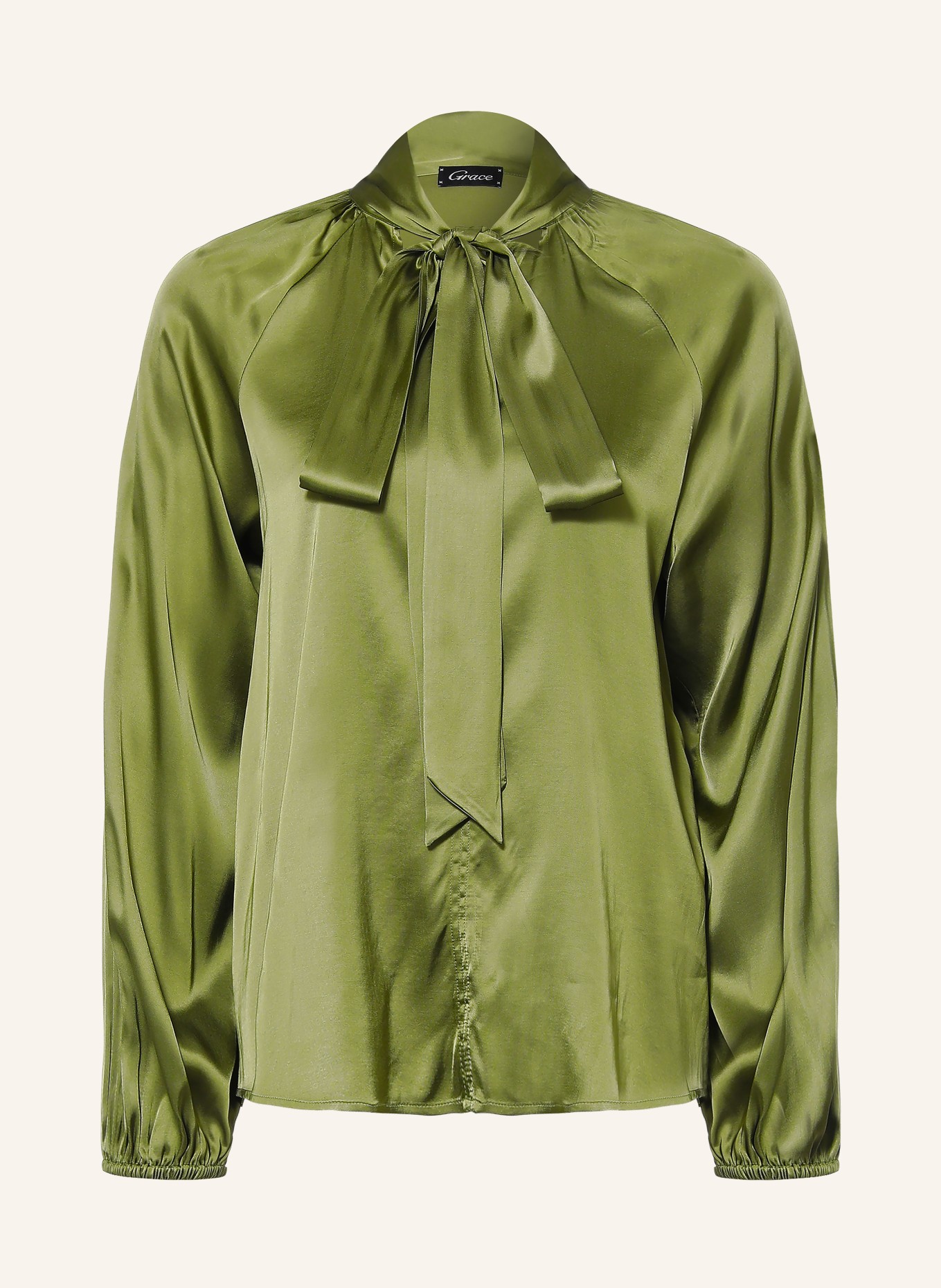 Grace Satinbluse mit Schluppe: OLIV