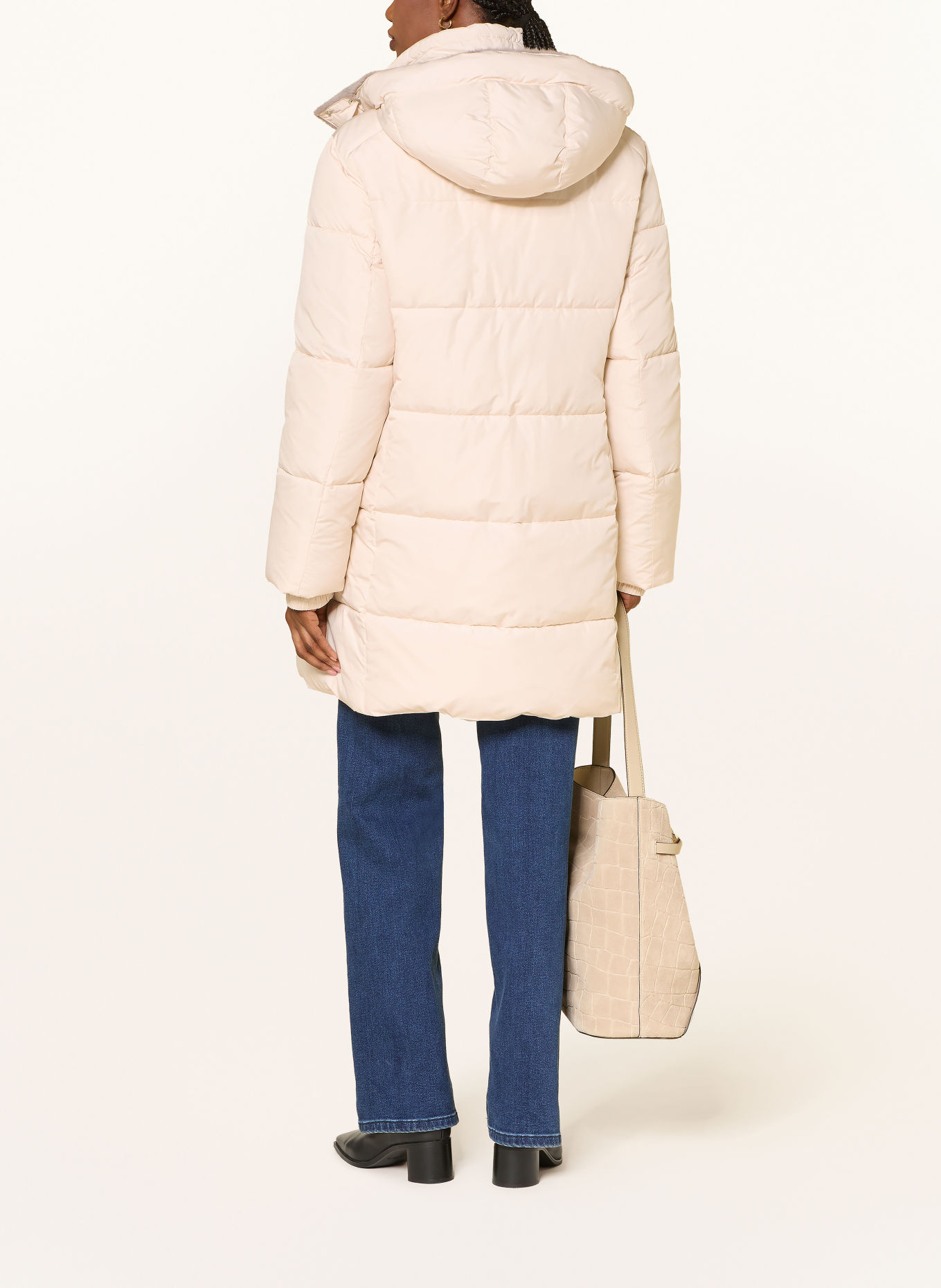lilienfels Steppmantel mit abnehmbarer Kapuze: CREME