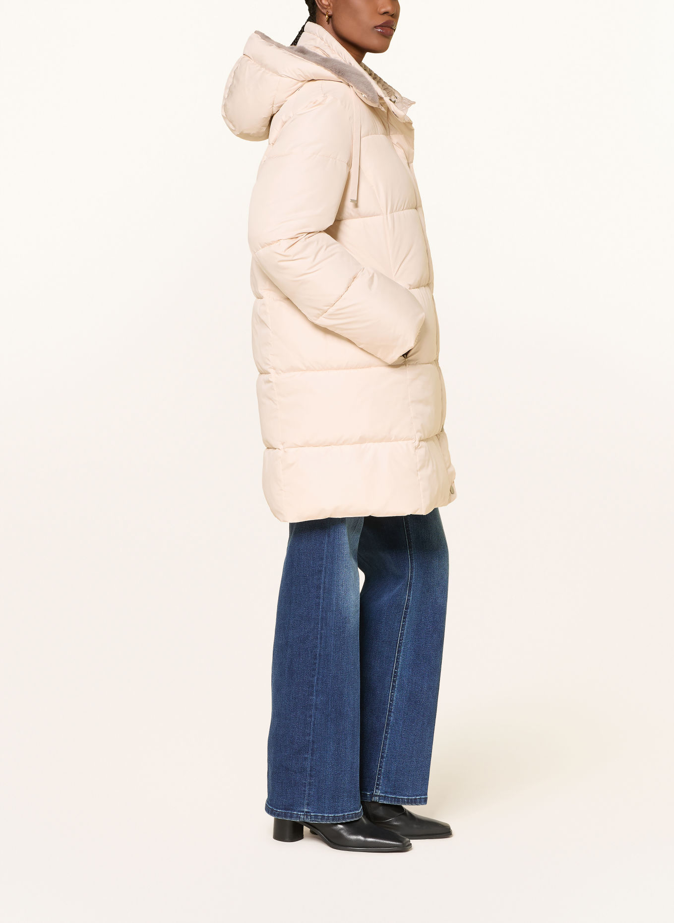 lilienfels Steppmantel mit abnehmbarer Kapuze: CREME